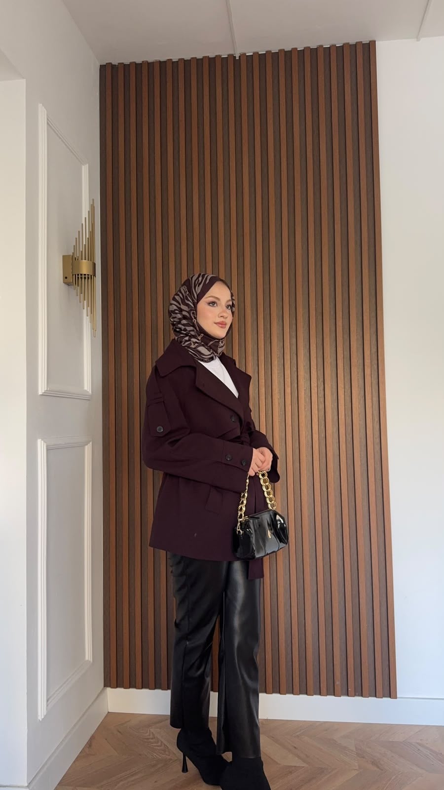 MEYSADESIGN TRENCKOT Kısa Gadget Oversize Trençkot Burgonya