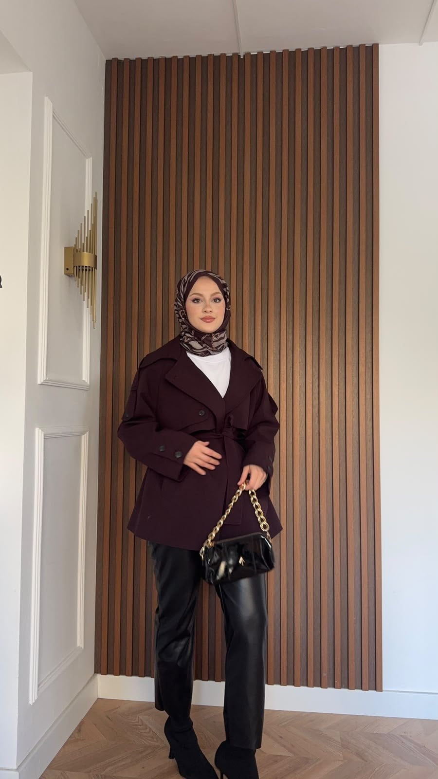 MEYSADESIGN TRENCKOT Kısa Gadget Oversize Trençkot Burgonya