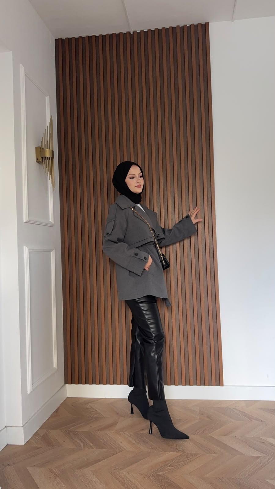 MEYSADESIGN TRENCKOT Kısa Gadget Oversize Trençkot Antrasit