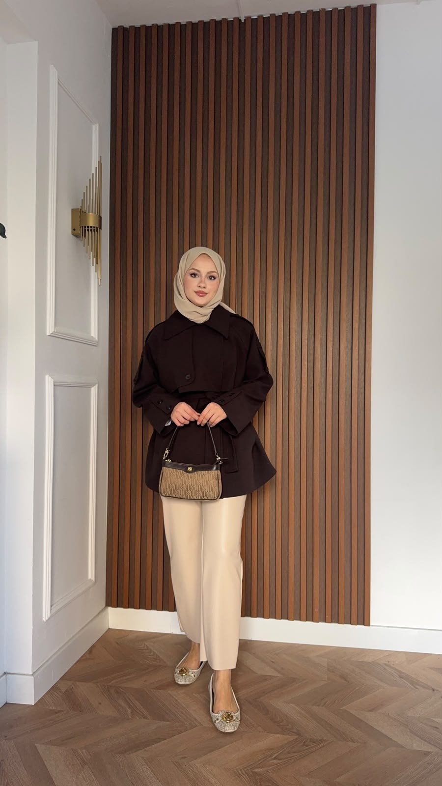 MEYSADESIGN TRENCKOT Kısa Gadget Oversize Trençkot Acı Kahve