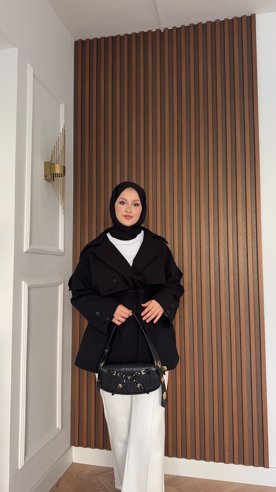 MEYSADESIGN TRENCKOT Kısa Gadget Oversize Trençkot Siyah