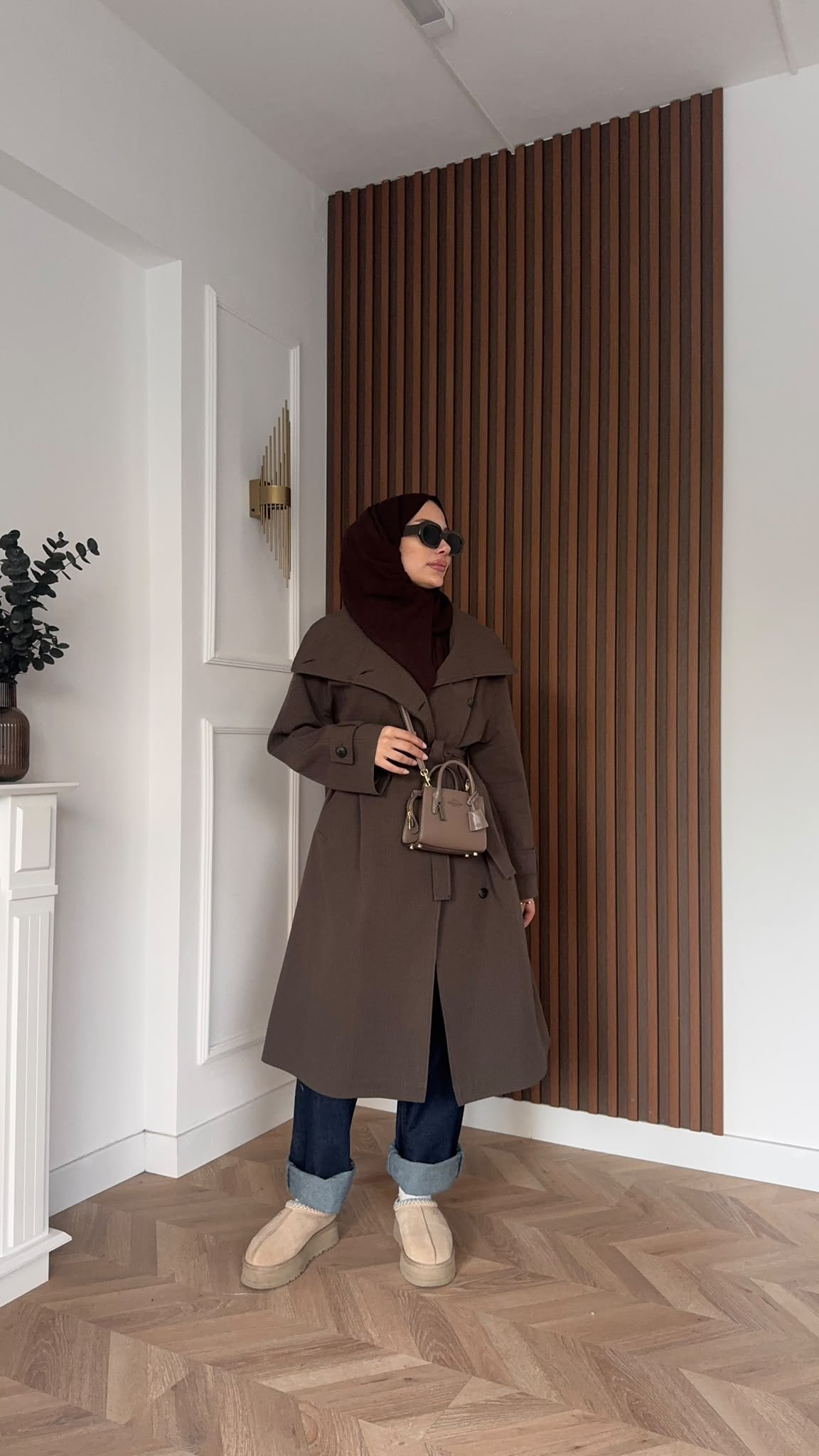 MEYSADESIGN TRENCKOT Mini Ekoseli Gadget Trençkot Acı Kahve