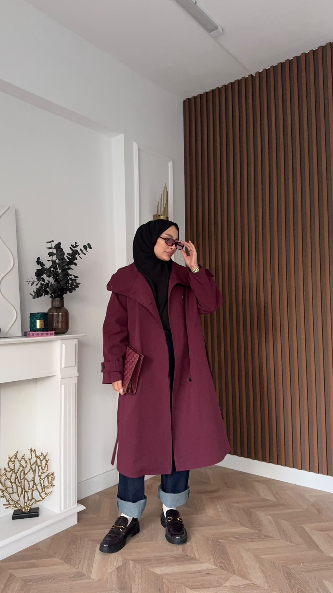 MEYSADESIGN TRENCKOT Mini Ekoseli Gadget Trençkot Bordo