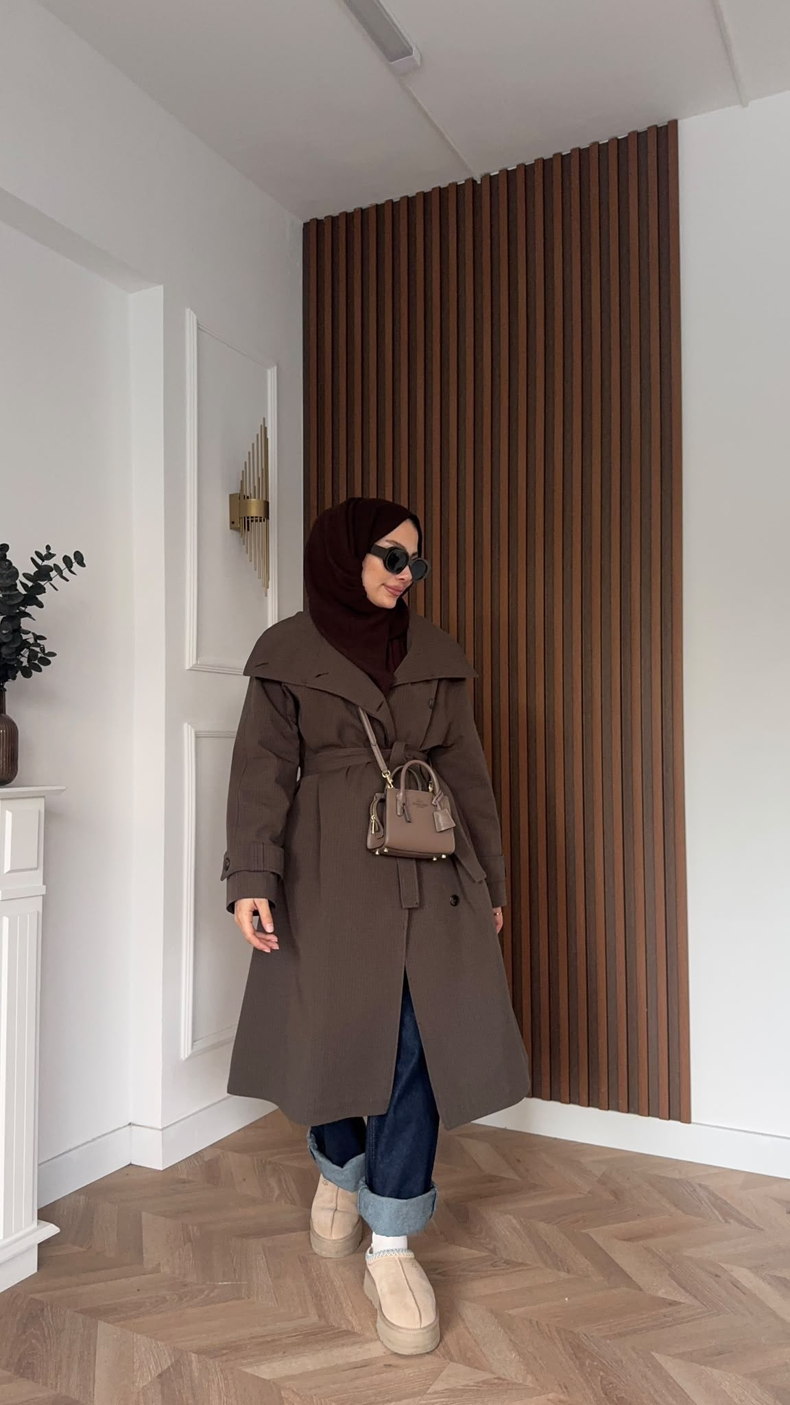 MEYSADESIGN TRENCKOT Mini Ekoseli Gadget Trençkot Acı Kahve