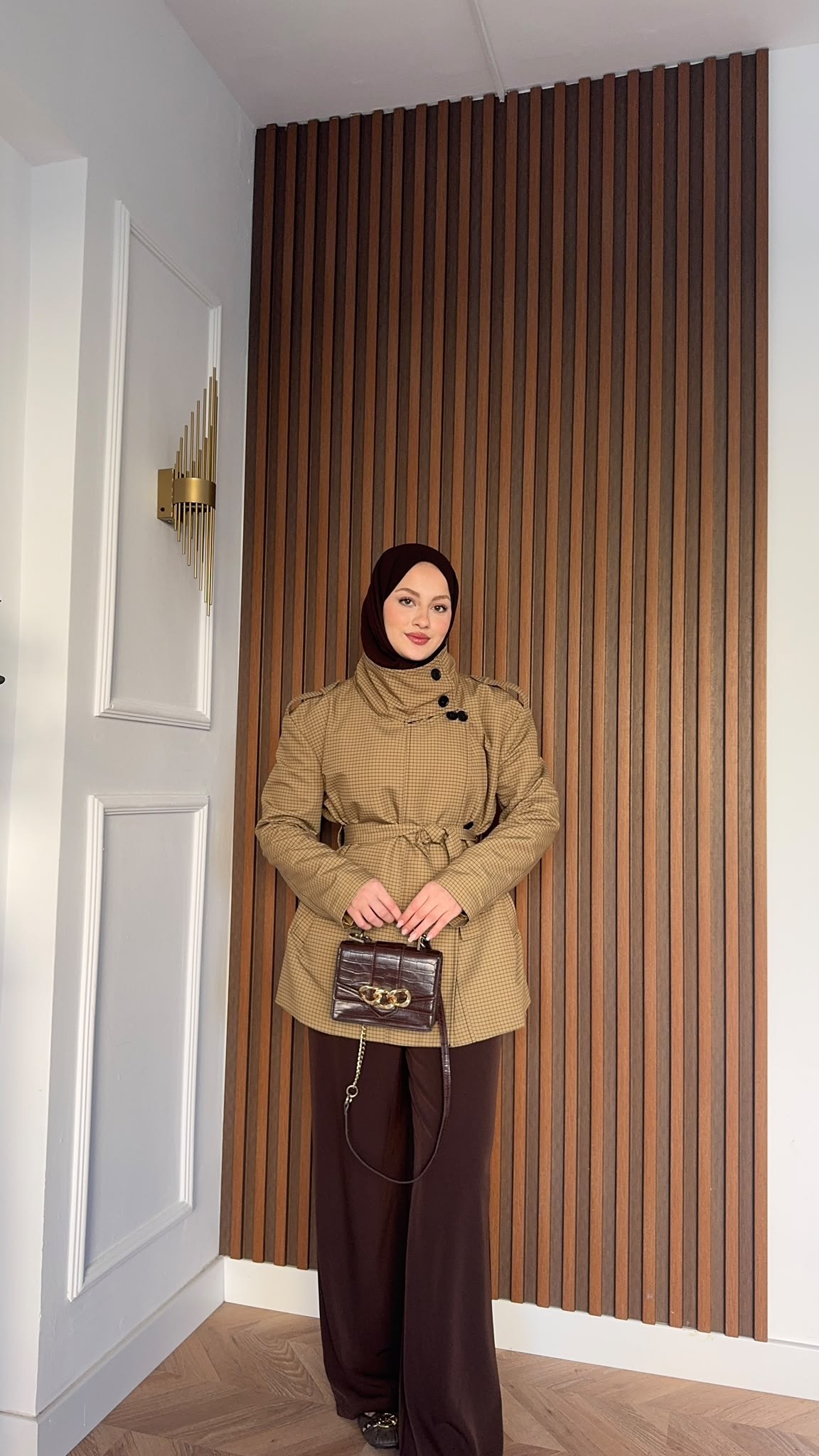 MEYSADESIGN TRENCKOT Mini Ekoseli Trençkot Yağ Yeşili