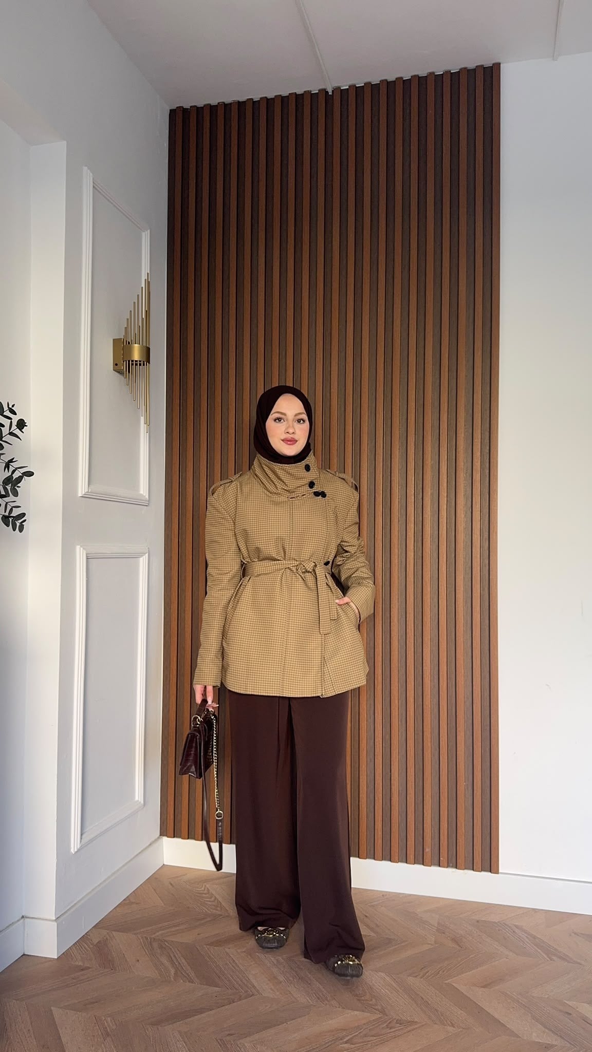 MEYSADESIGN TRENCKOT Mini Ekoseli Trençkot Yağ Yeşili
