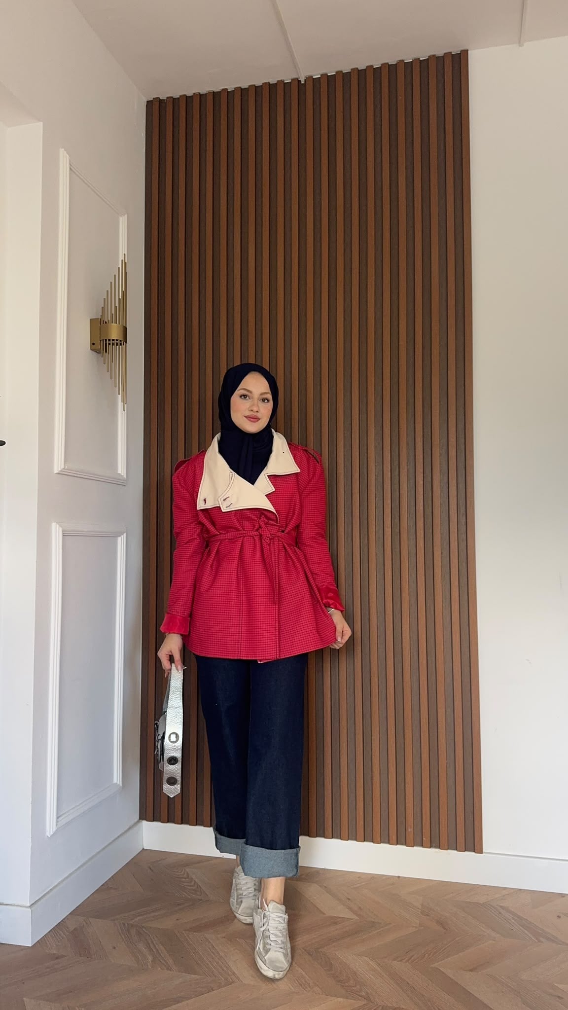 MEYSADESIGN TRENCKOT Mini Ekoseli Trençkot Kırmızı
