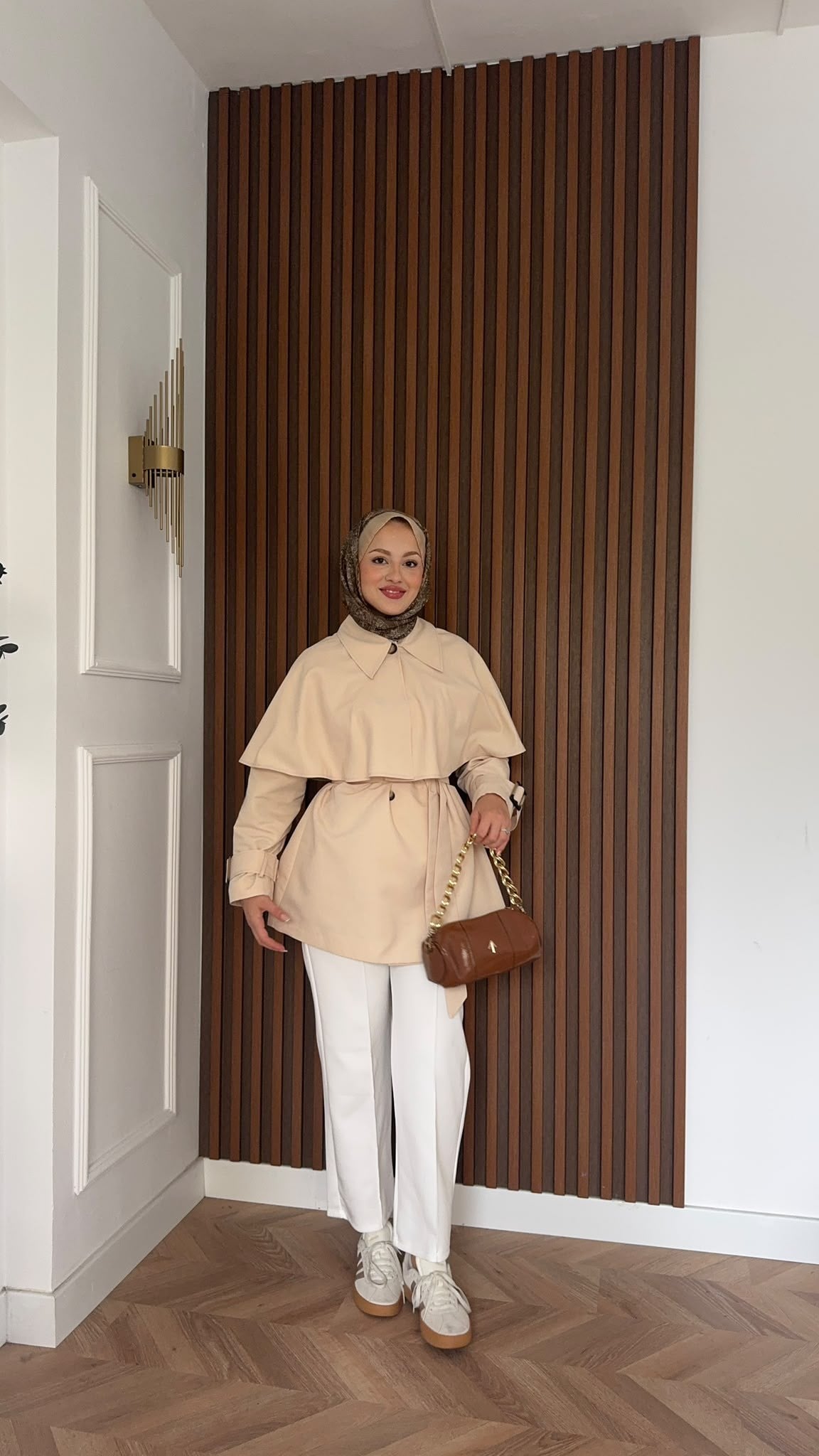 MEYSADESIGN TRENCKOT Pelerin Detaylı Gabardin Trençkot Bej