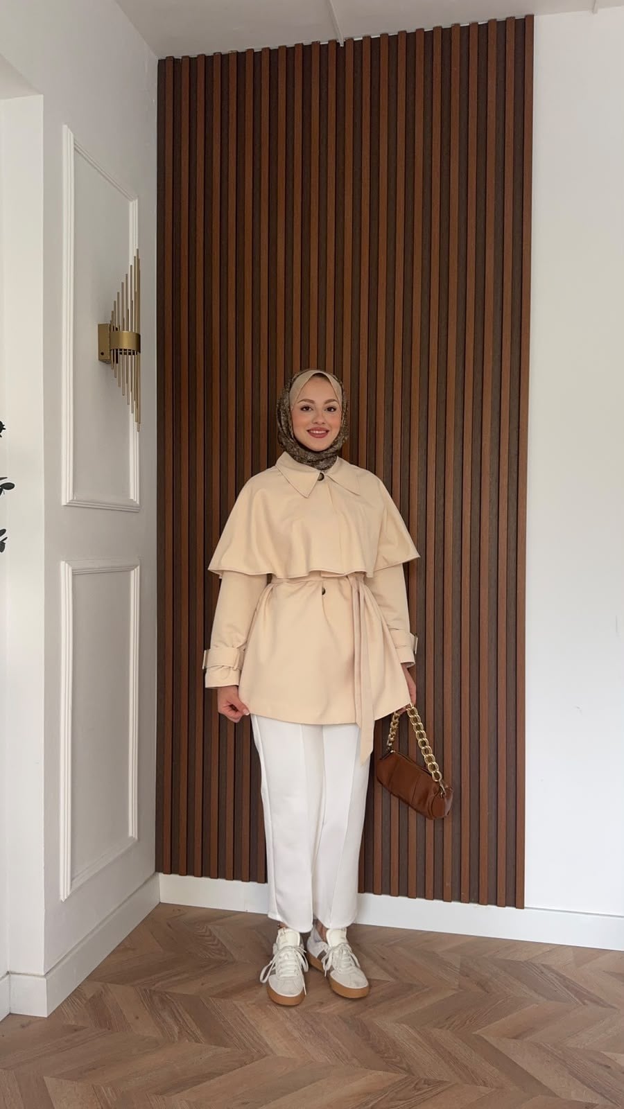 MEYSADESIGN TRENCKOT Pelerin Detaylı Gabardin Trençkot Bej