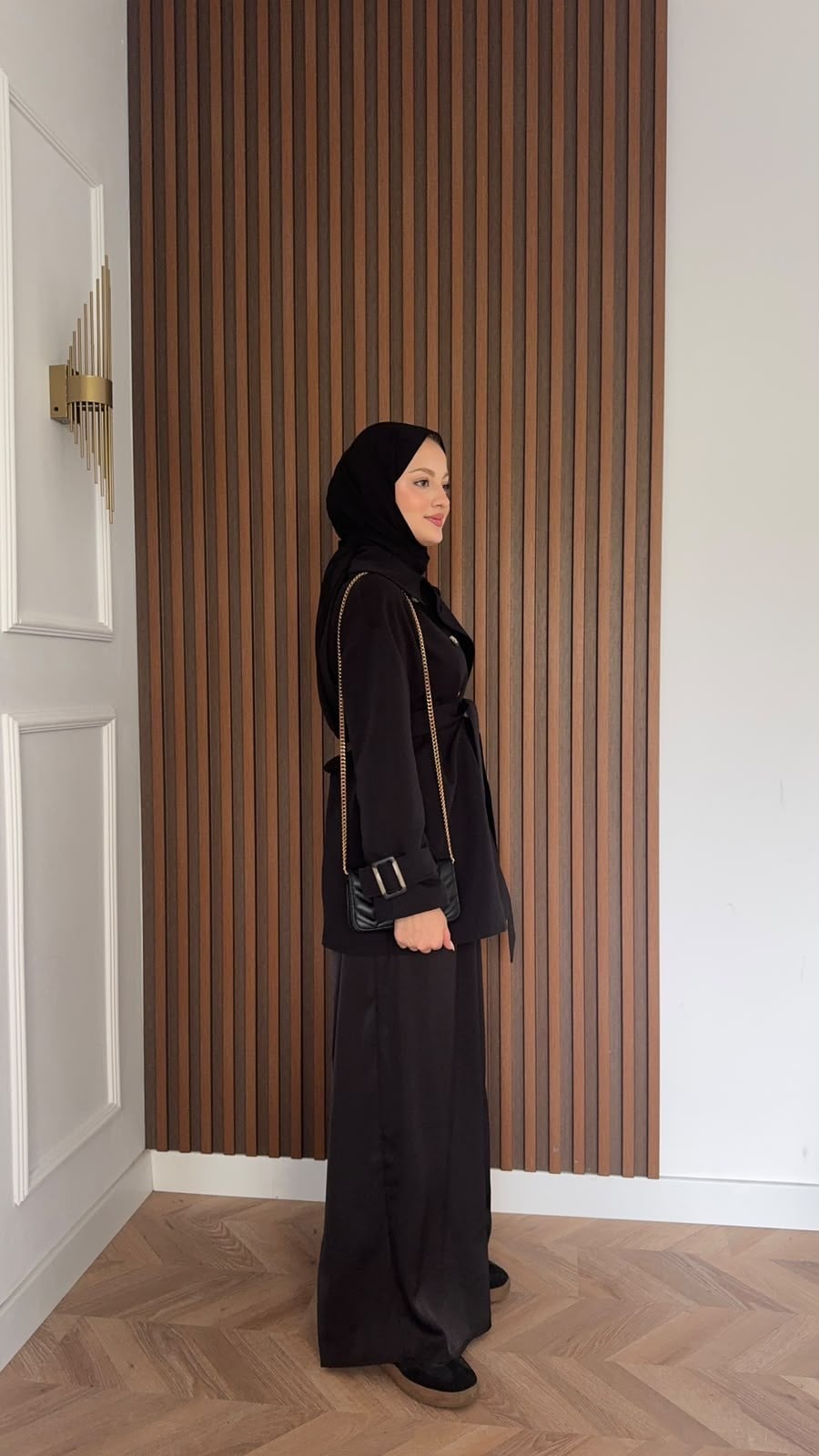 MEYSADESIGN TRENCKOT Pelerin Detaylı Gabardin Trençkot Siyah