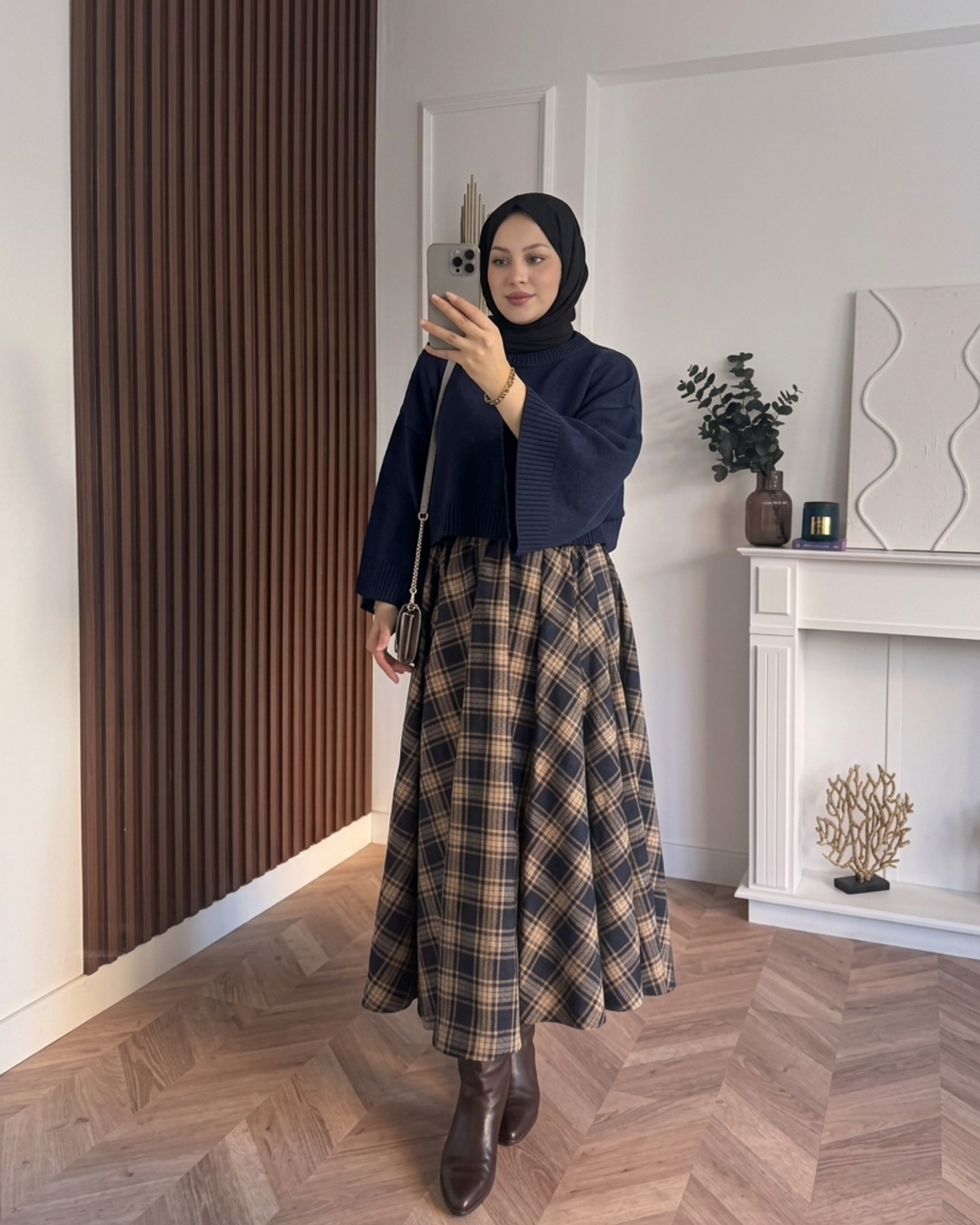 MEYSADESIGN TRİKO KAZAK Crop Etek Üstü Kazak Lacivert