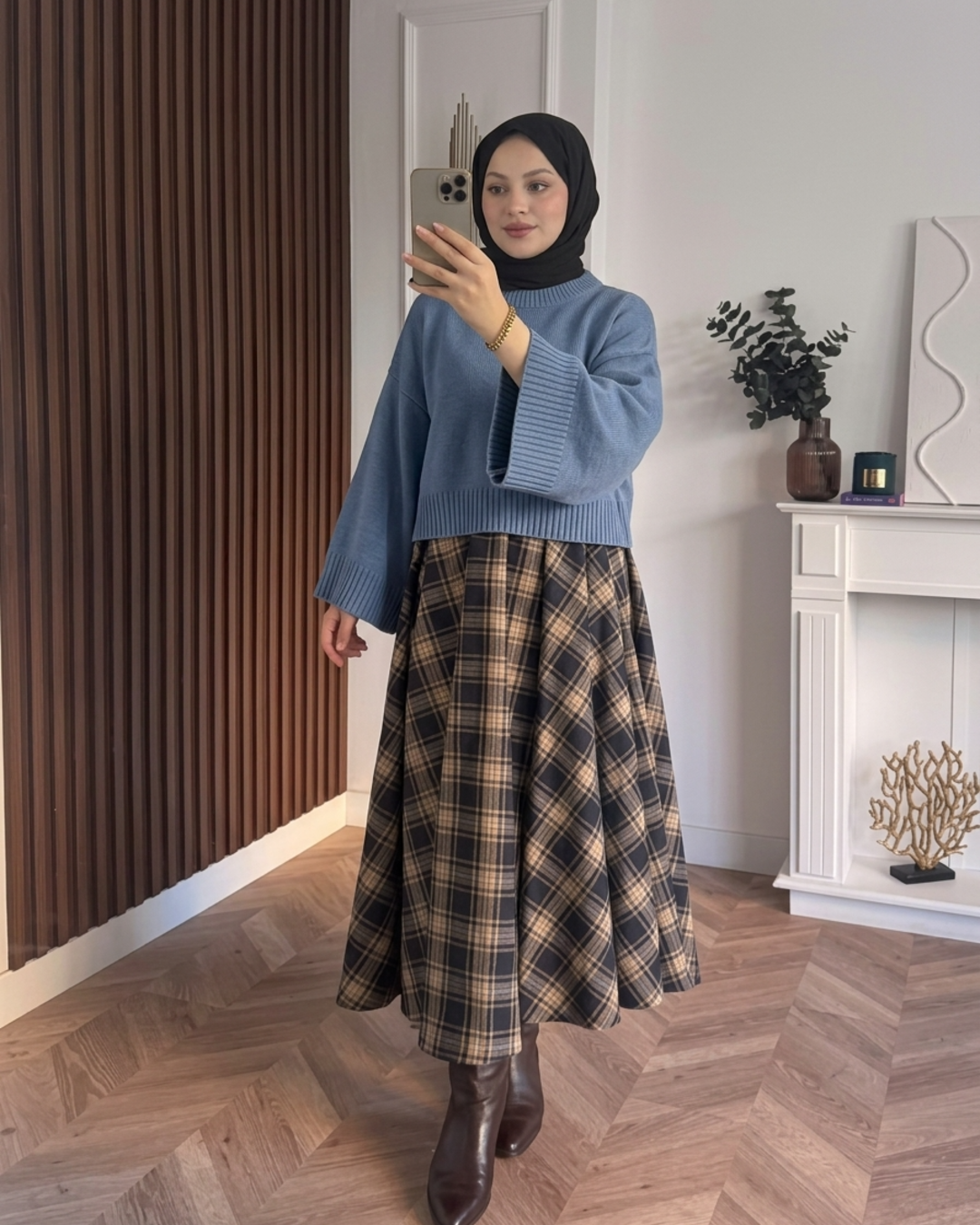 MEYSADESIGN TRİKO KAZAK Crop Etek Üstü Kazak Mavi