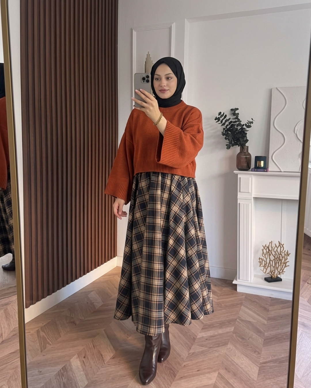 MEYSADESIGN TRİKO KAZAK Crop Etek Üstü Kazak Kiremit