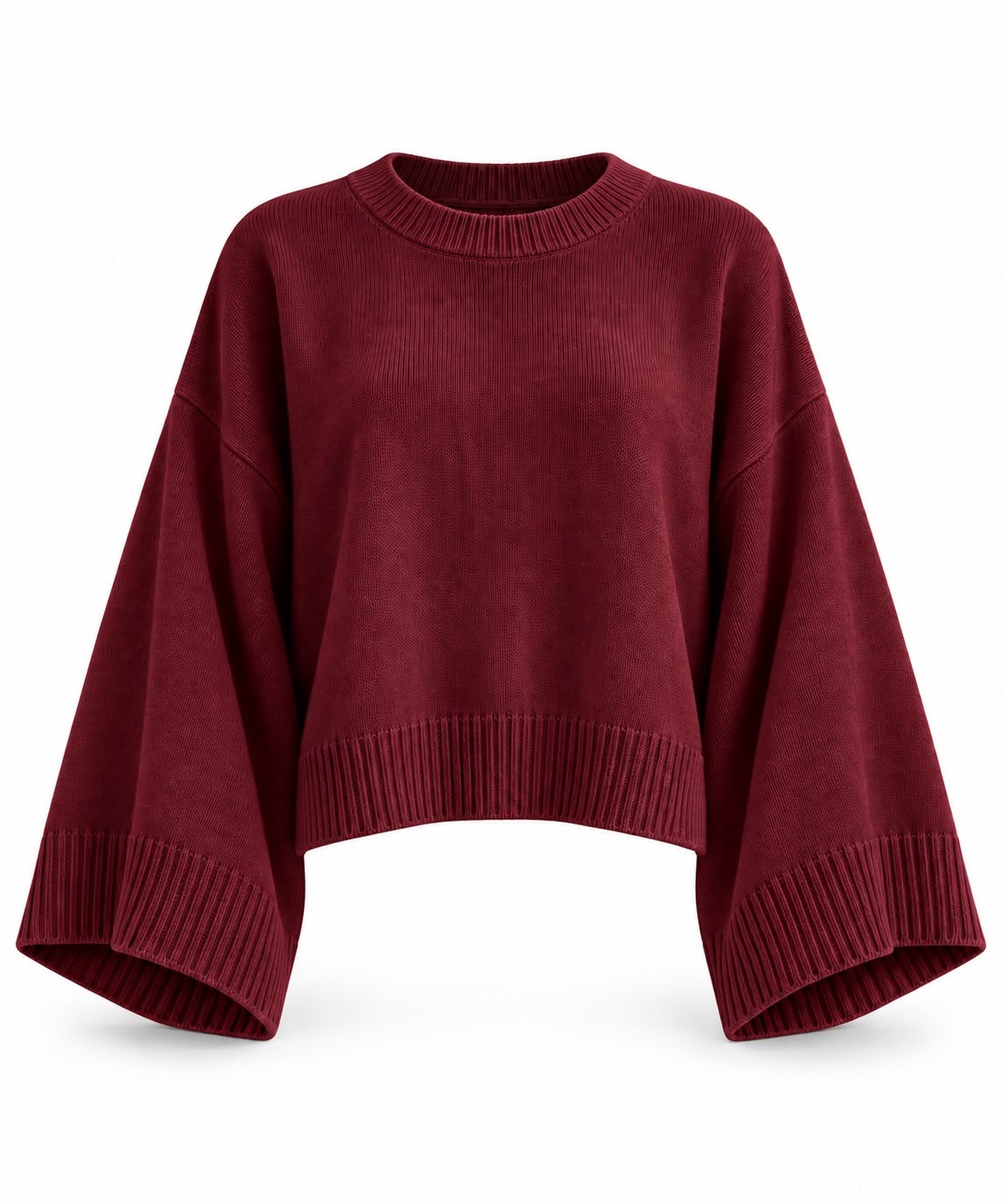 MEYSADESIGN TRİKO KAZAK Crop Etek Üstü Kazak Bordo