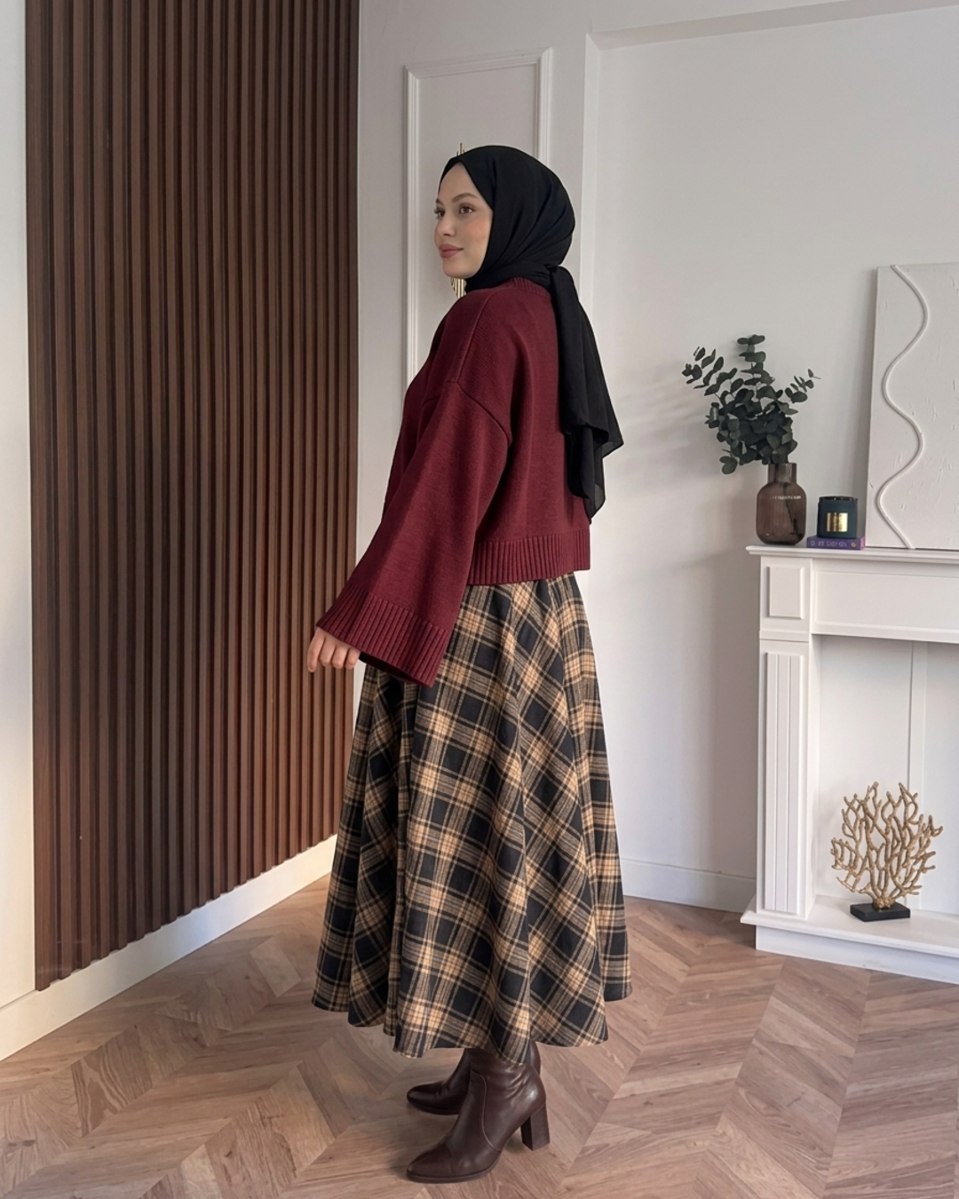 MEYSADESIGN TRİKO KAZAK Crop Etek Üstü Kazak Bordo
