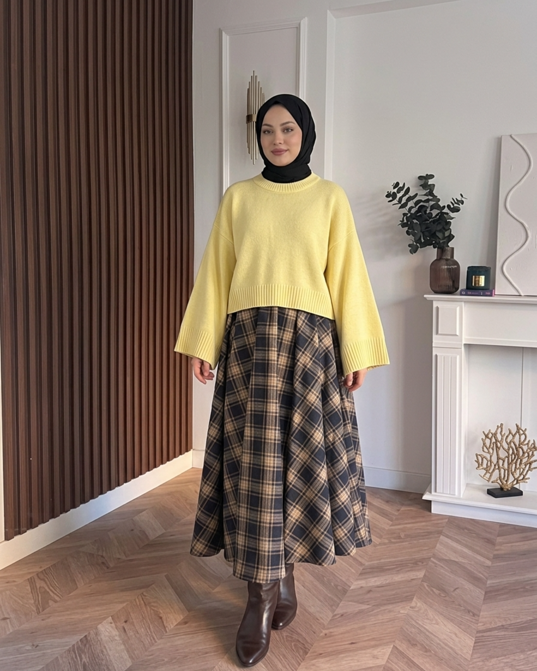 MEYSADESIGN TRİKO KAZAK Crop Etek Üstü Kazak Sarı