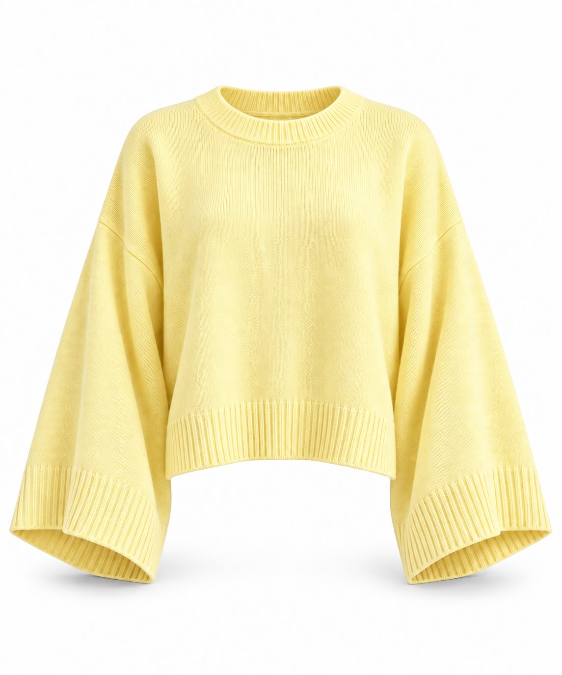 MEYSADESIGN TRİKO KAZAK Crop Etek Üstü Kazak Sarı
