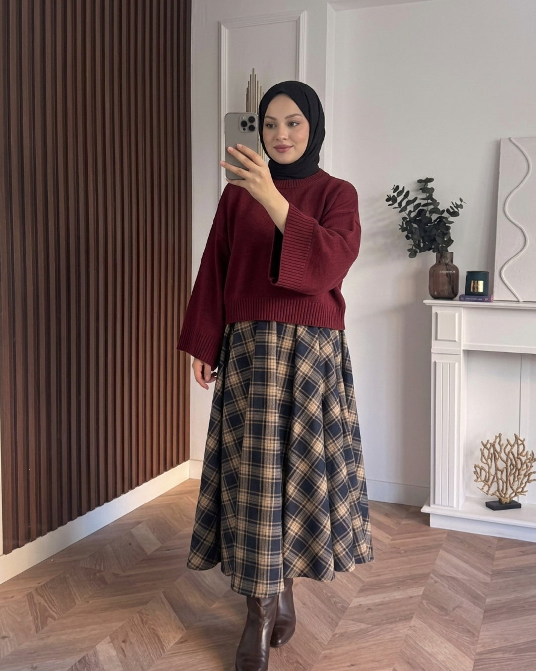 MEYSADESIGN TRİKO KAZAK Crop Etek Üstü Kazak Bordo