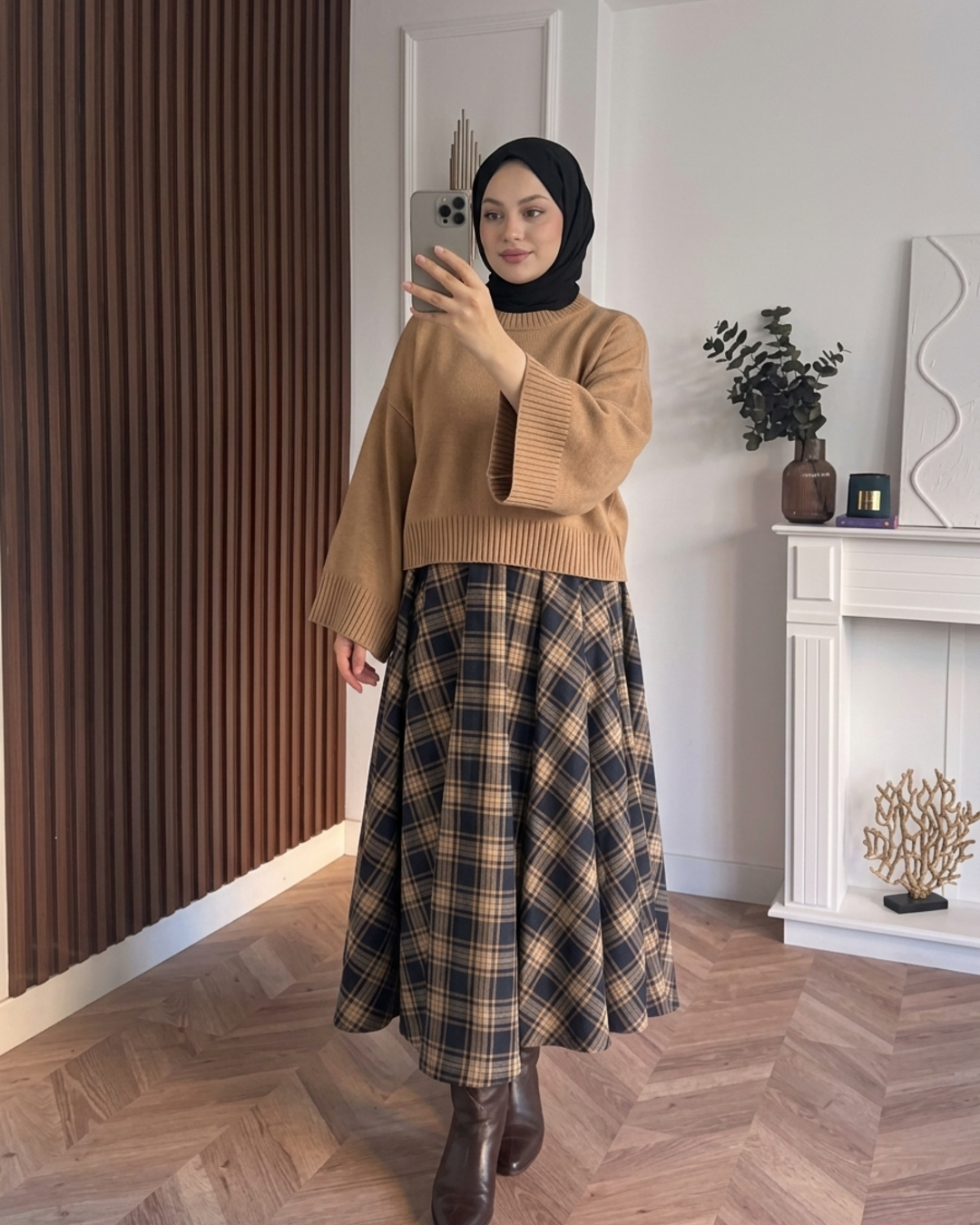 MEYSADESIGN TRİKO KAZAK Crop Etek Üstü Kazak Sütlü Kahve