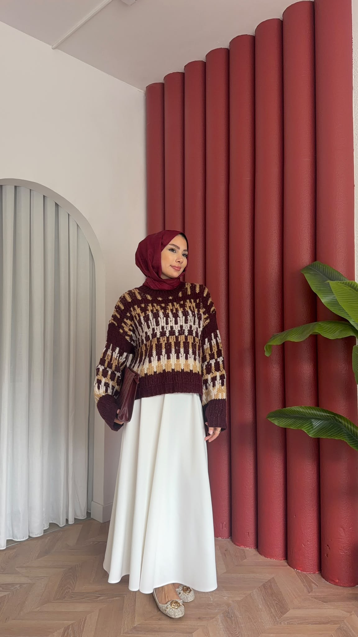 MEYSADESIGN TRİKO KAZAK Nostalji Renkli Kazak Bordo