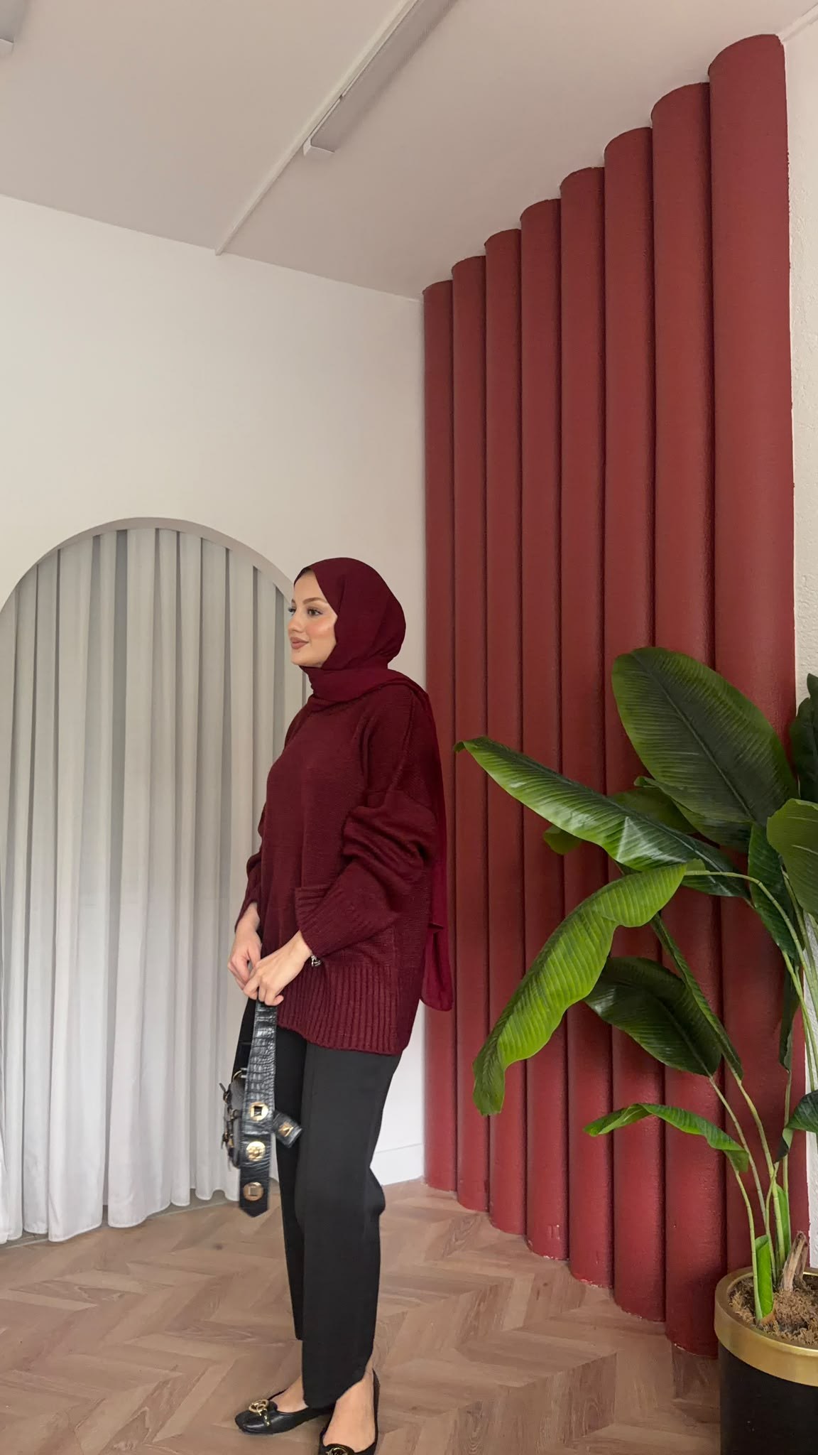 MEYSADESIGN TRİKO KAZAK Riyal Yumoş Kazak Bordo