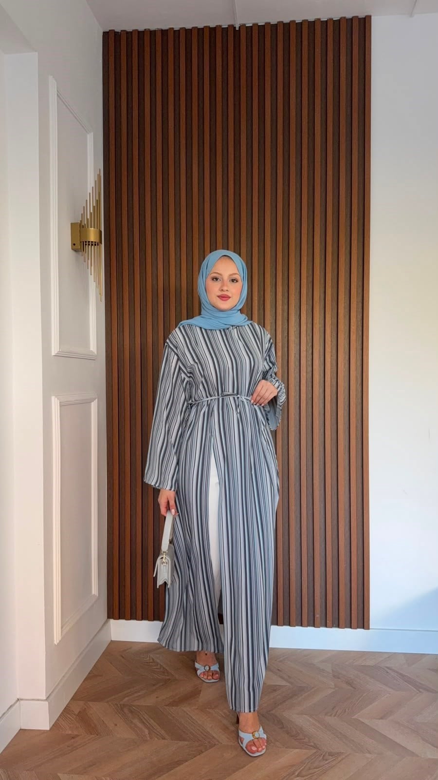 MEYSADESIGN TUNİK Çizgili Parçalı Tunik Mavi