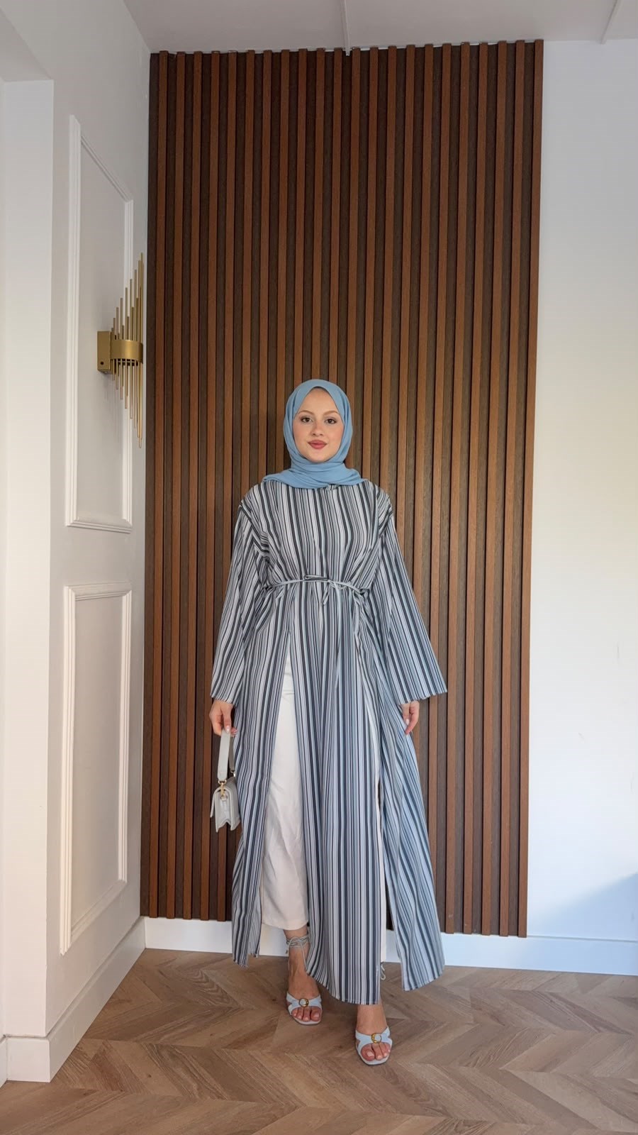 MEYSADESIGN TUNİK Çizgili Parçalı Tunik Mavi