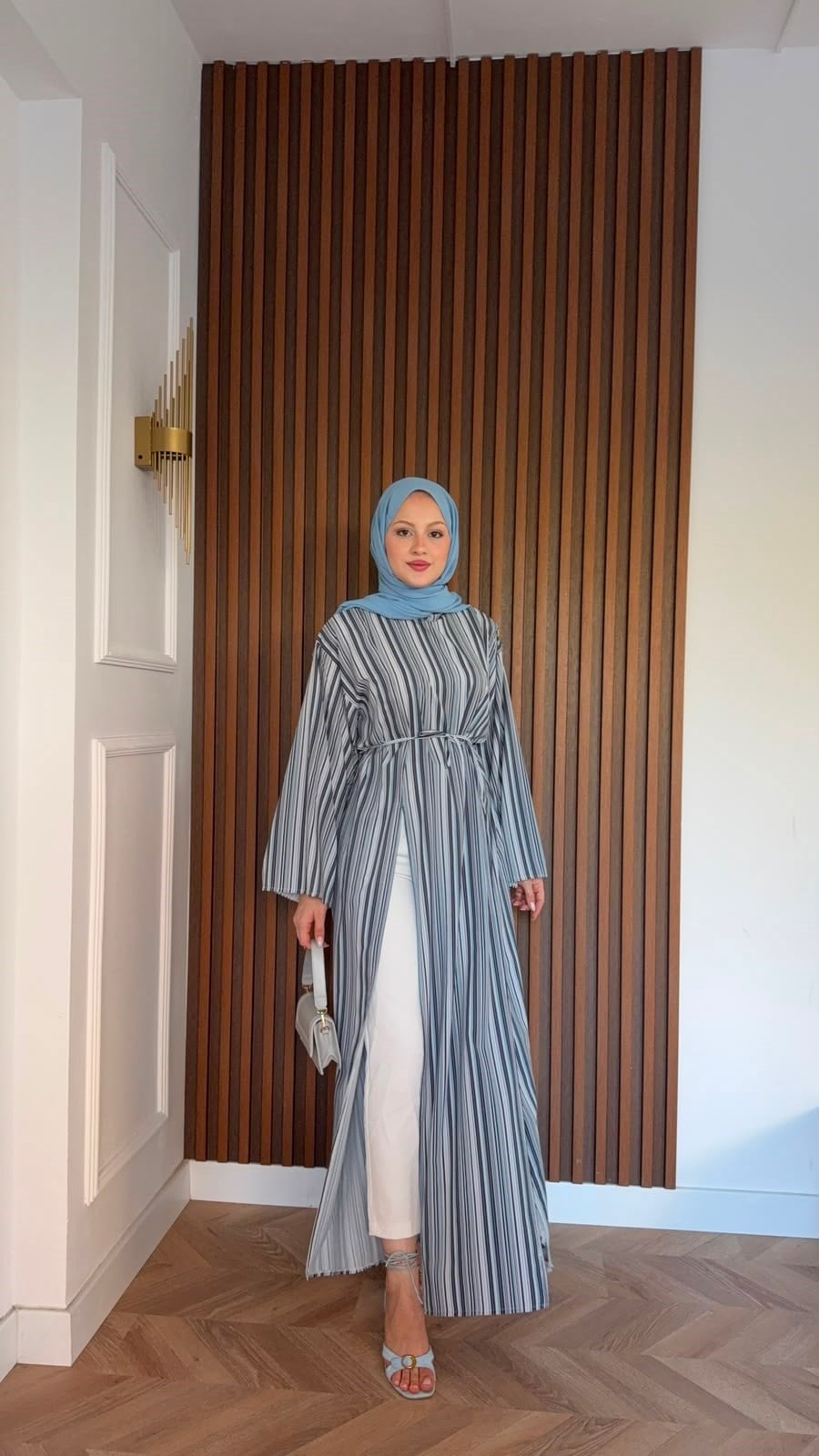 MEYSADESIGN TUNİK Çizgili Parçalı Tunik Mavi