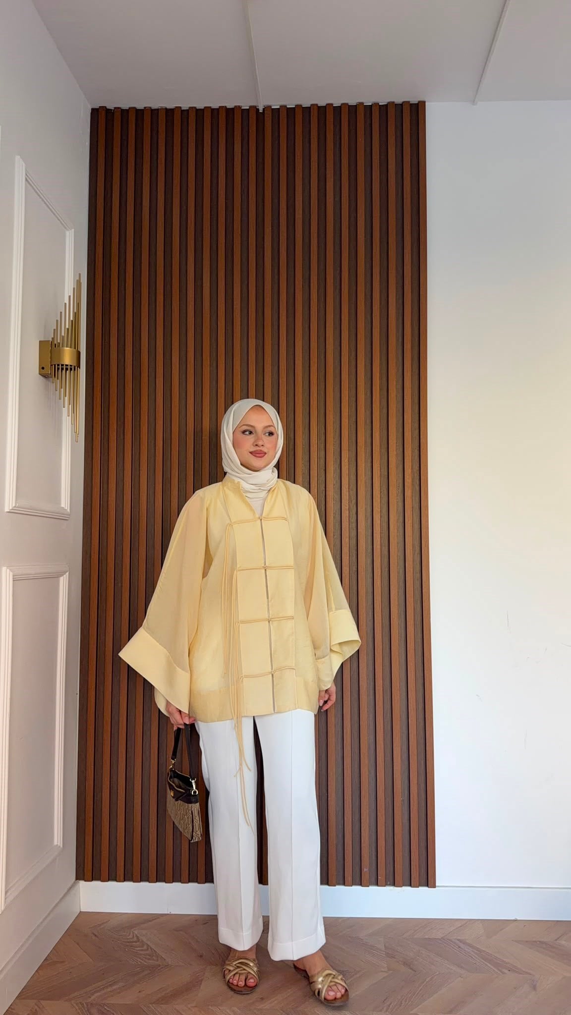 MEYSADESIGN TUNİK Yemen Puantiyeli Kimono Butteryellow