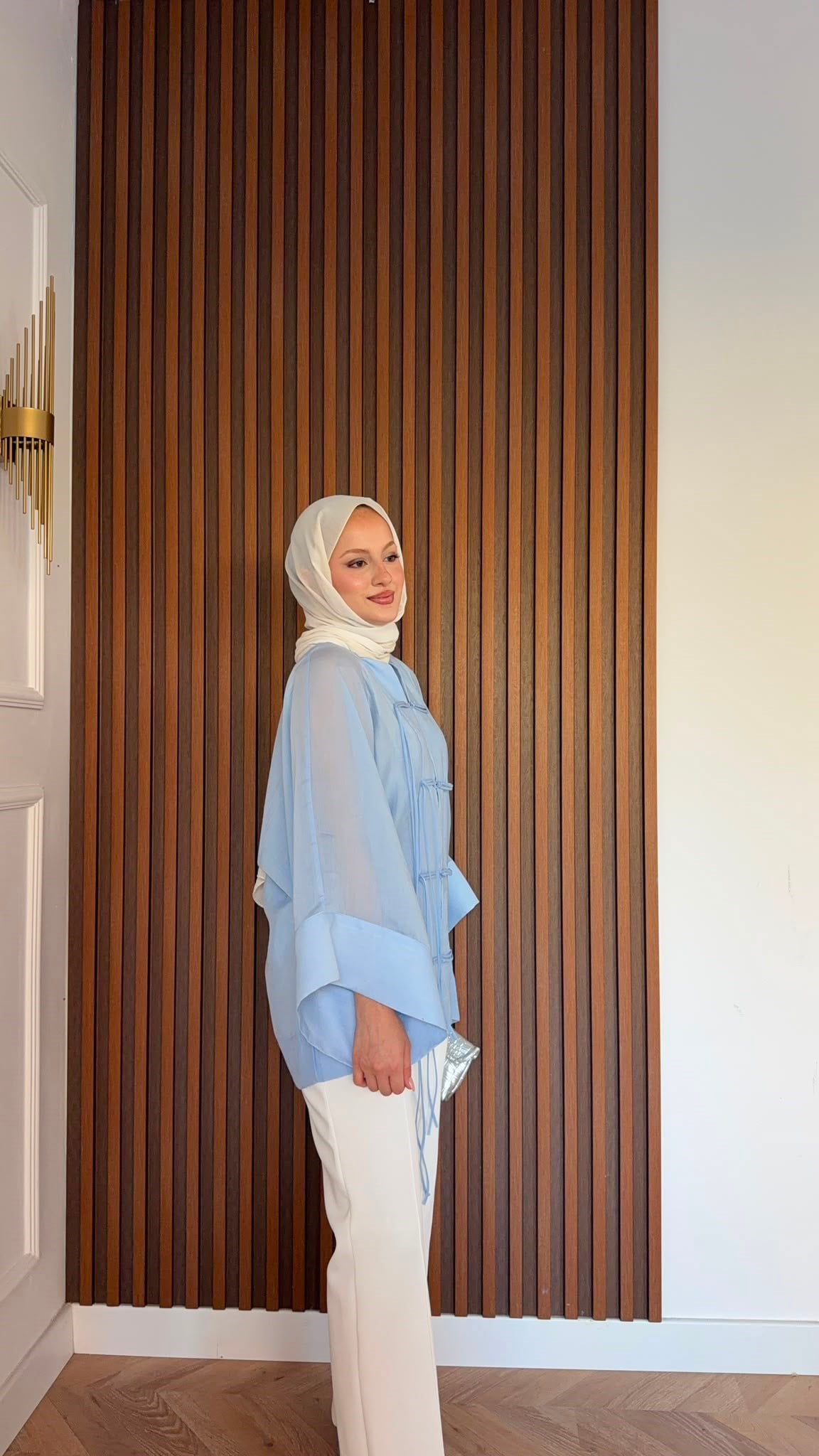 MEYSADESIGN TUNİK Yemen Puantiyeli Kimono Mavi
