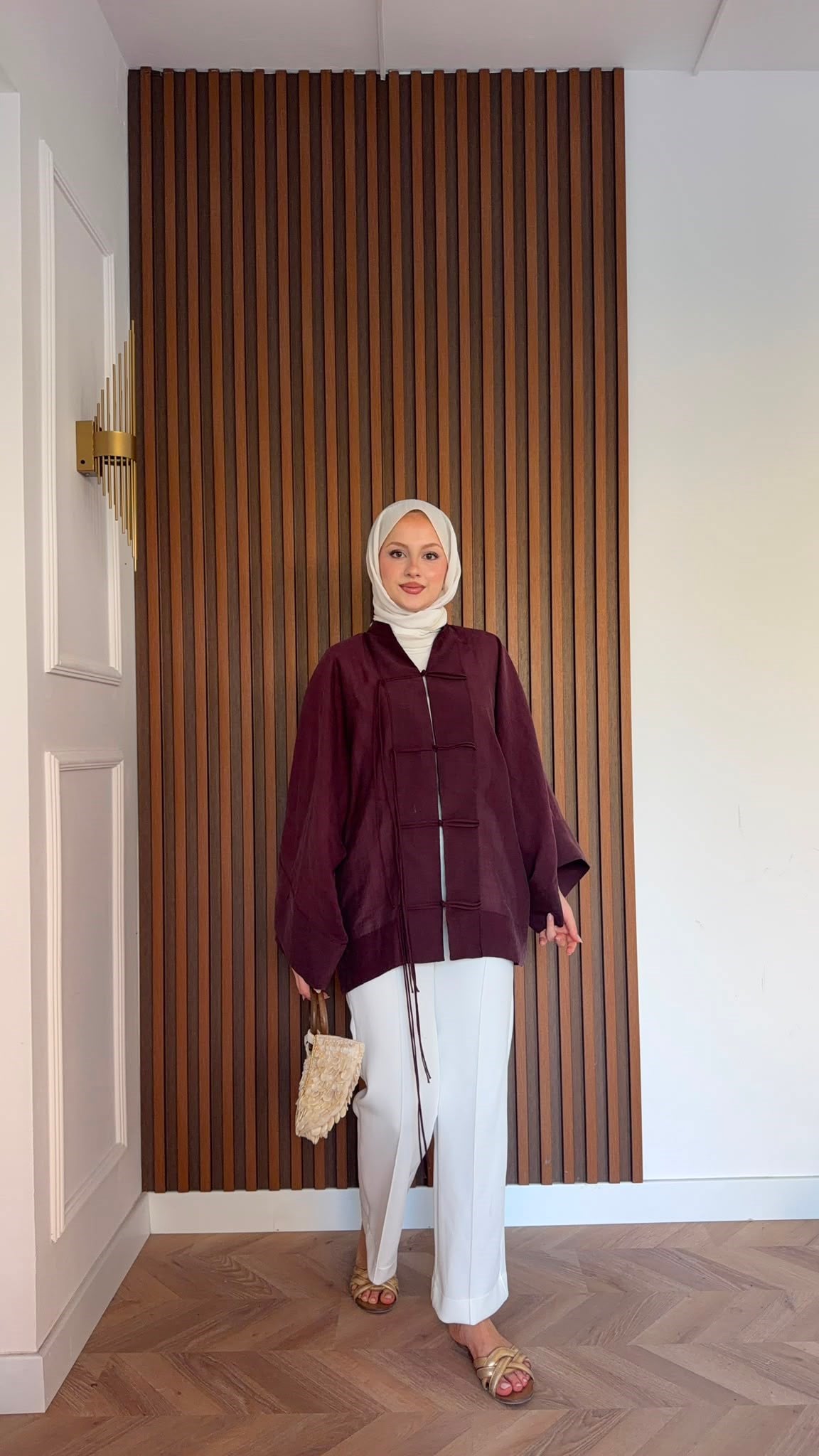 MEYSADESIGN TUNİK Yemen Puantiyeli Kimono Bordo