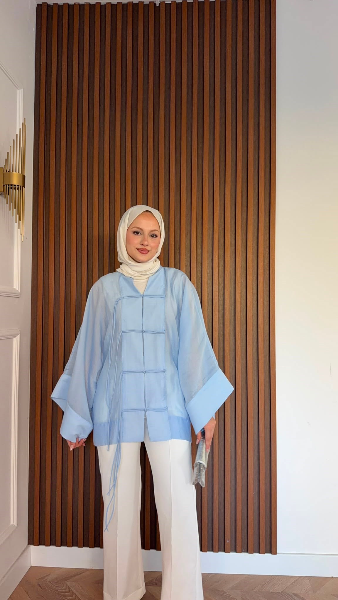 MEYSADESIGN TUNİK Yemen Puantiyeli Kimono Mavi