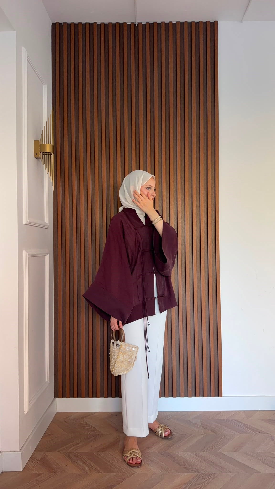 MEYSADESIGN TUNİK Yemen Puantiyeli Kimono Bordo