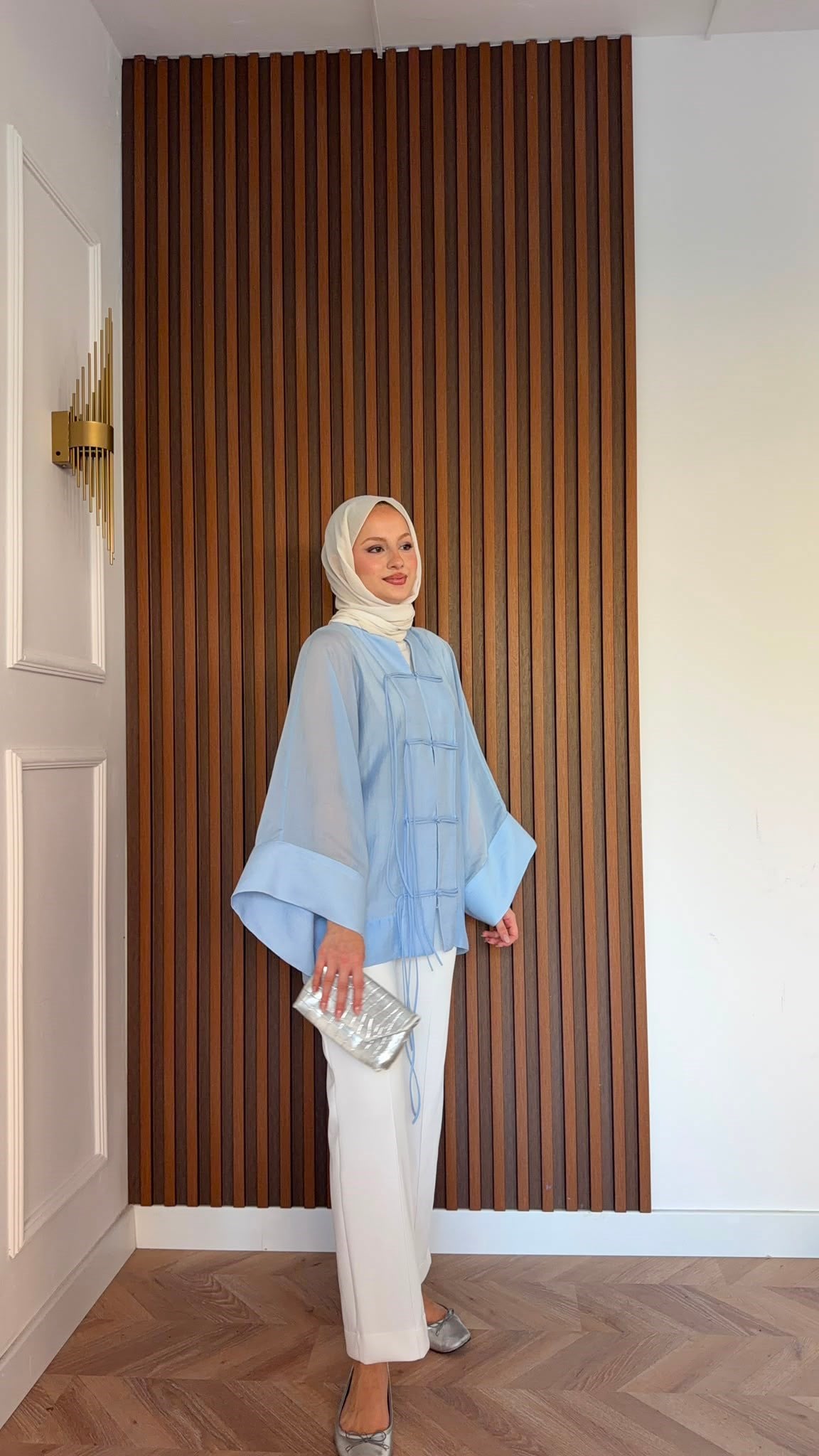 MEYSADESIGN TUNİK Yemen Puantiyeli Kimono Mavi