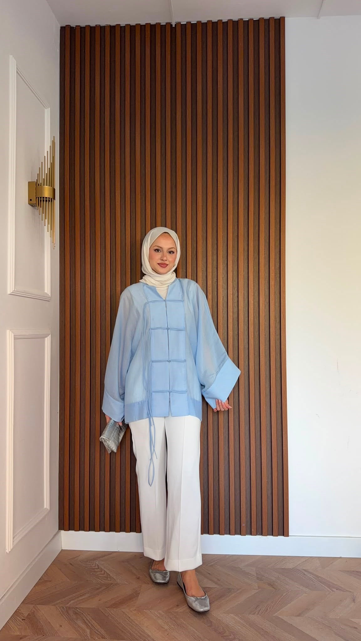 MEYSADESIGN TUNİK Yemen Puantiyeli Kimono Mavi