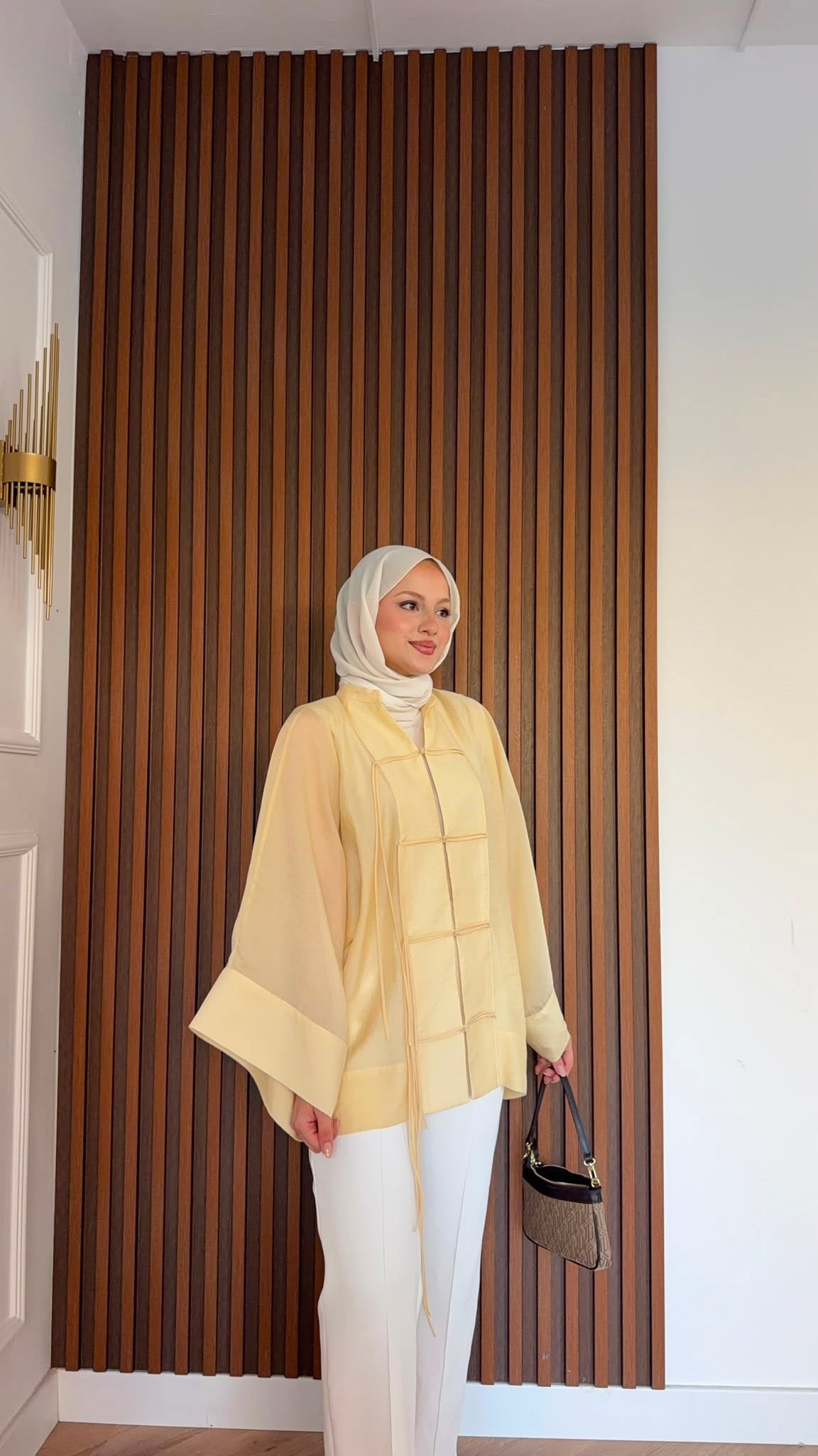 MEYSADESIGN TUNİK Yemen Puantiyeli Kimono Butteryellow