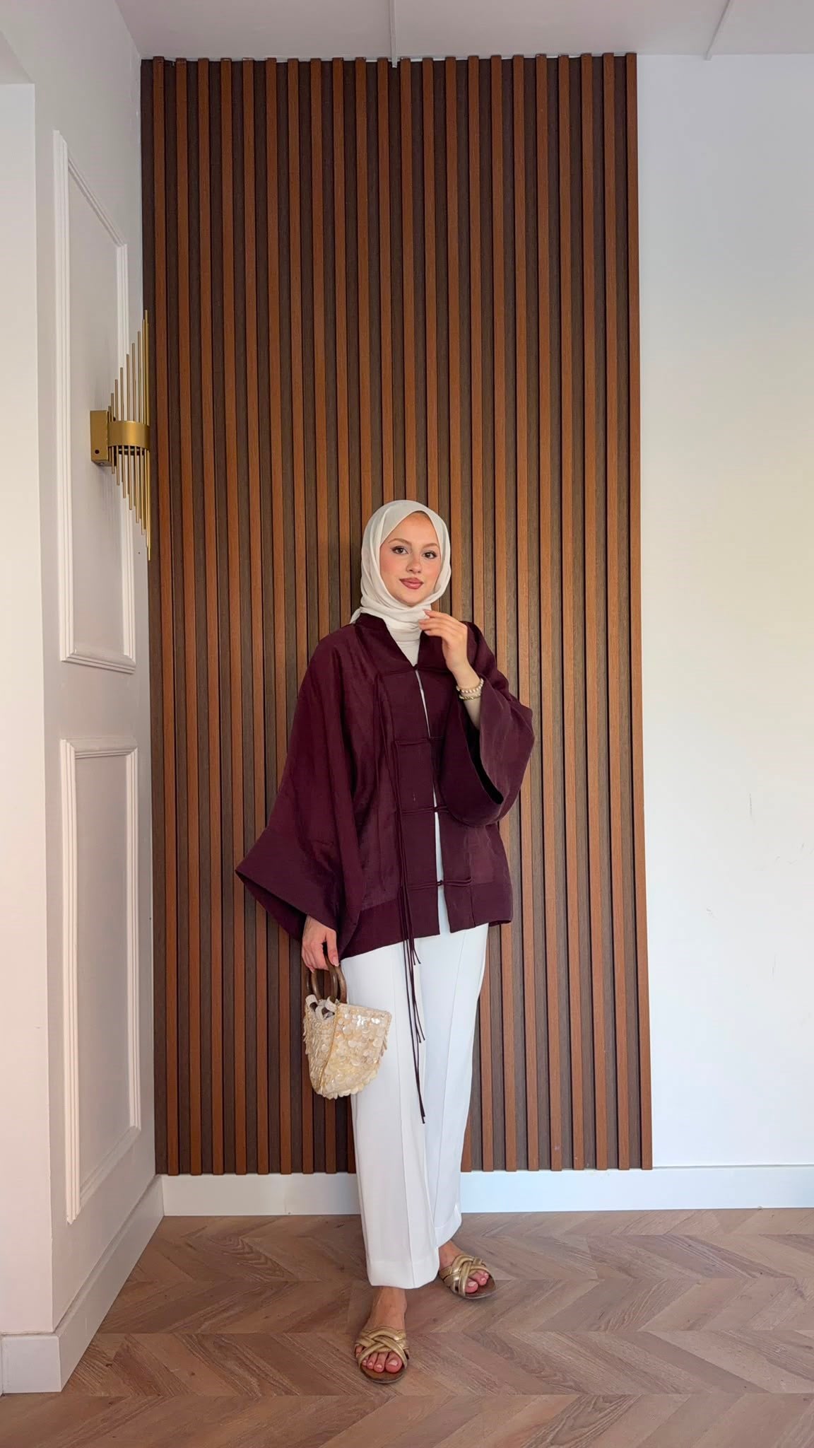 MEYSADESIGN TUNİK Yemen Puantiyeli Kimono Bordo