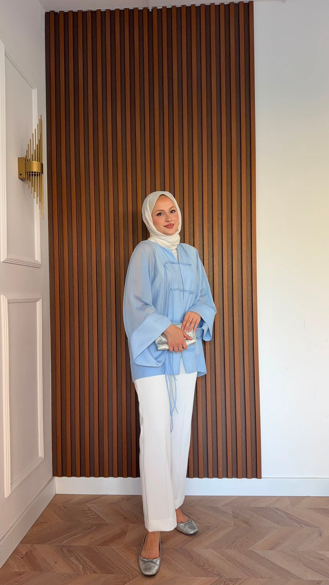 MEYSADESIGN TUNİK Yemen Puantiyeli Kimono Mavi