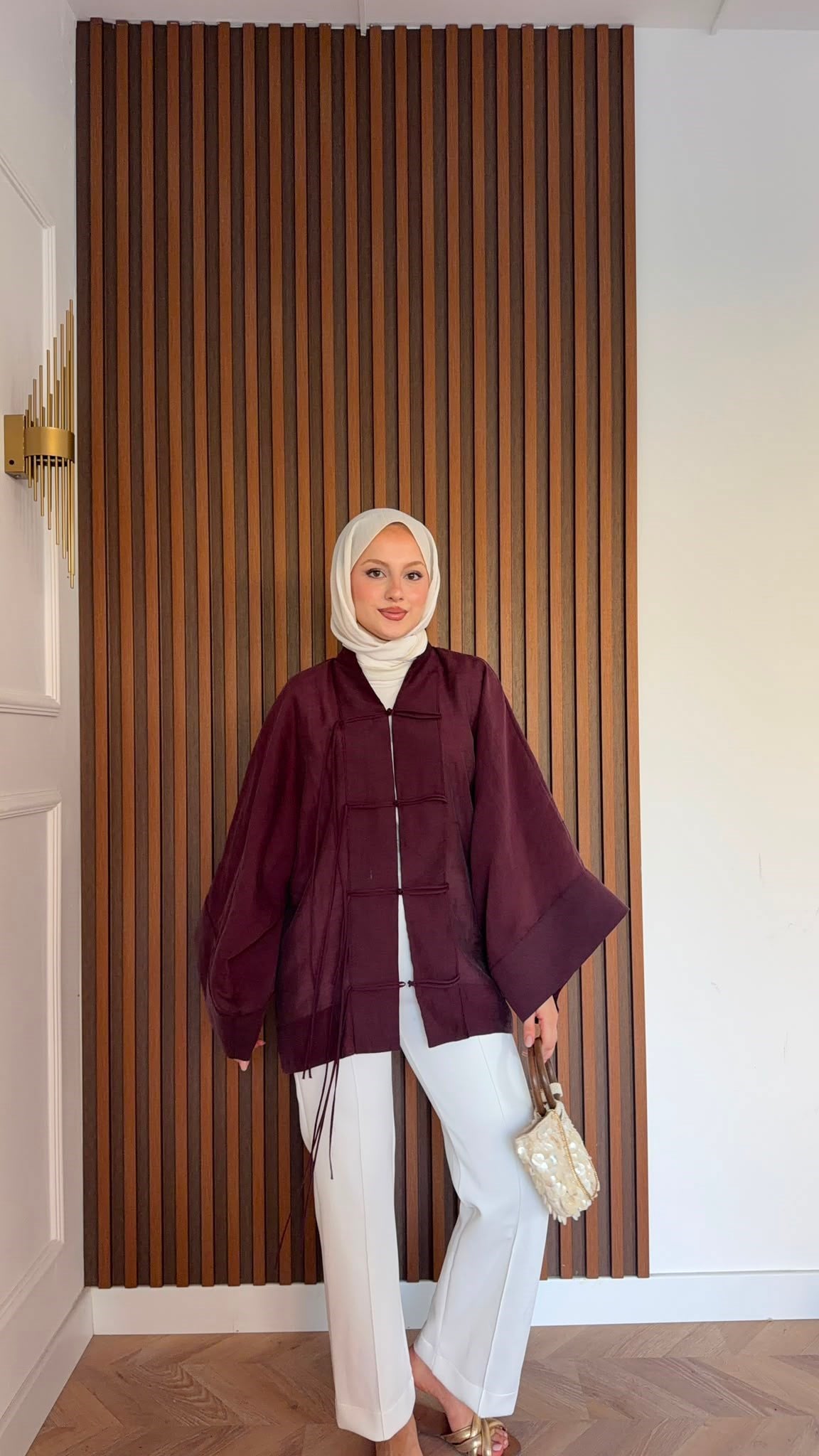 MEYSADESIGN TUNİK Yemen Puantiyeli Kimono Bordo