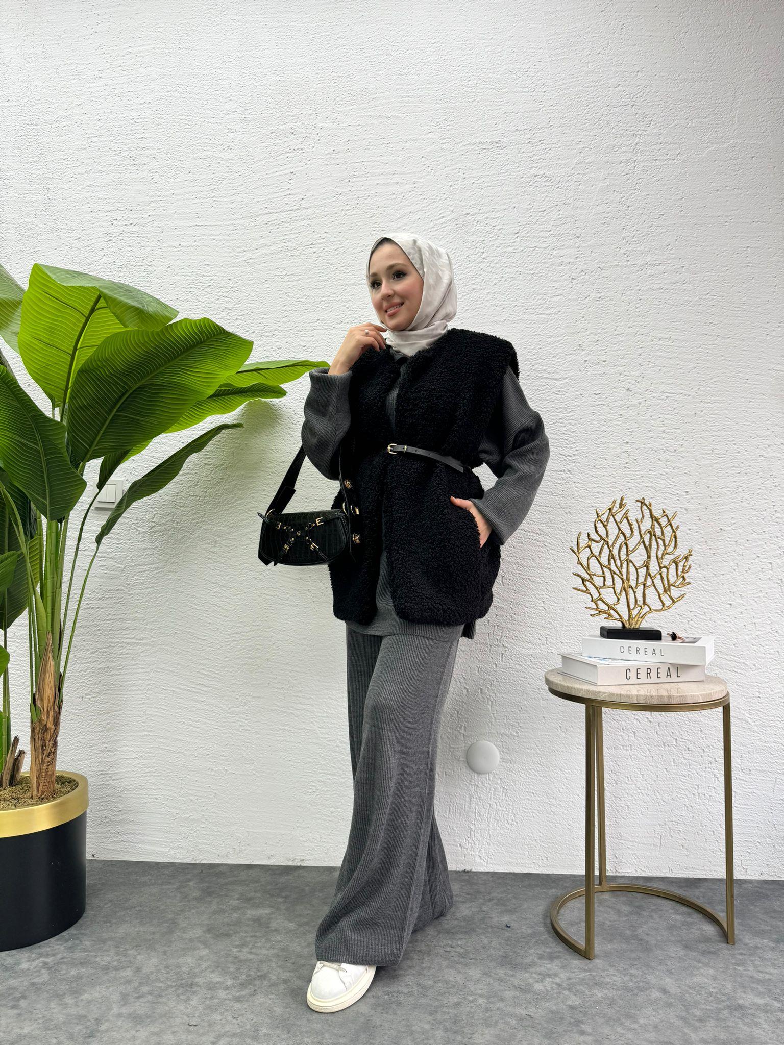MEYSADESIGN YELEK Buklet Yelek Siyah