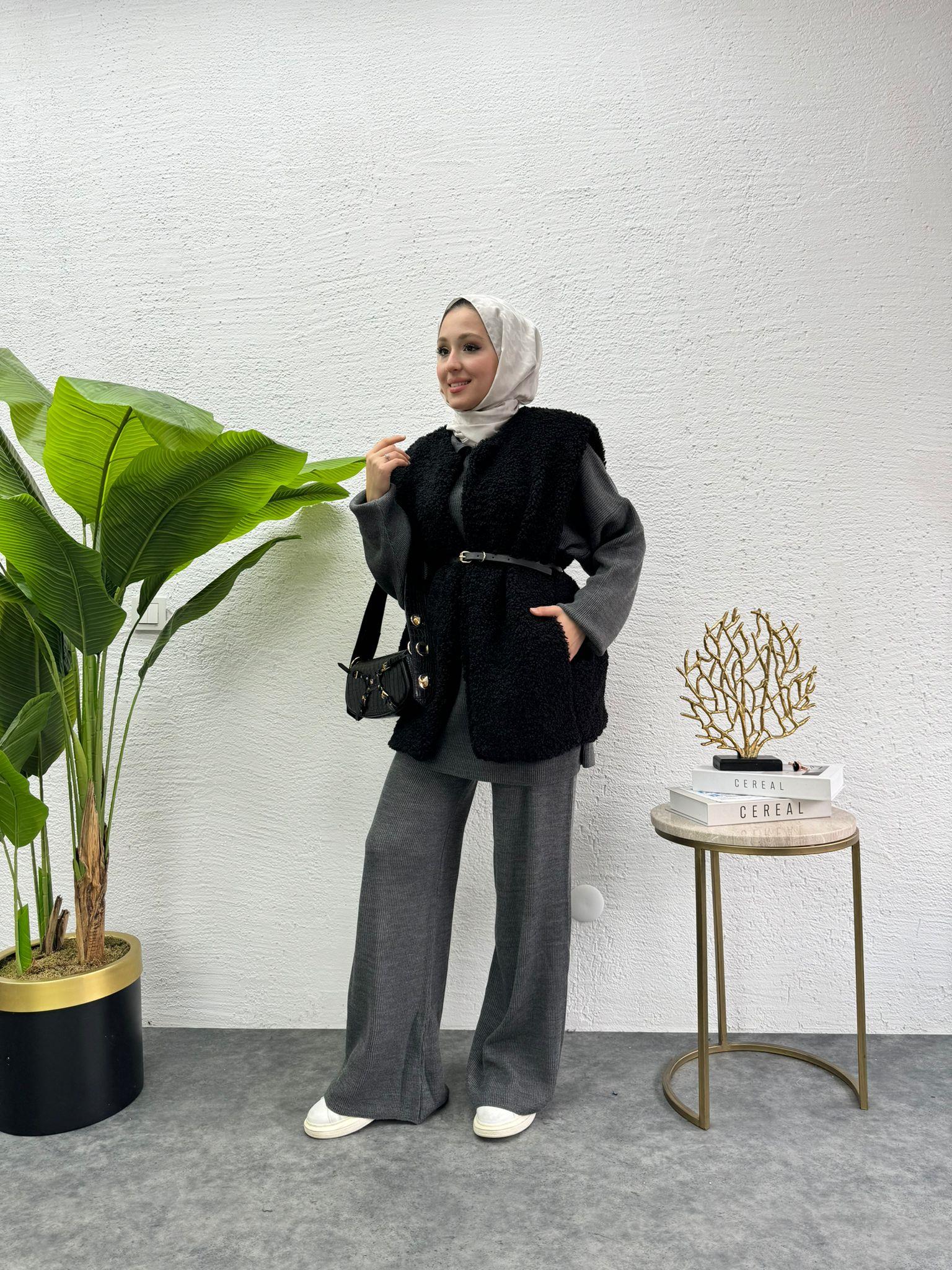 MEYSADESIGN YELEK Buklet Yelek Siyah