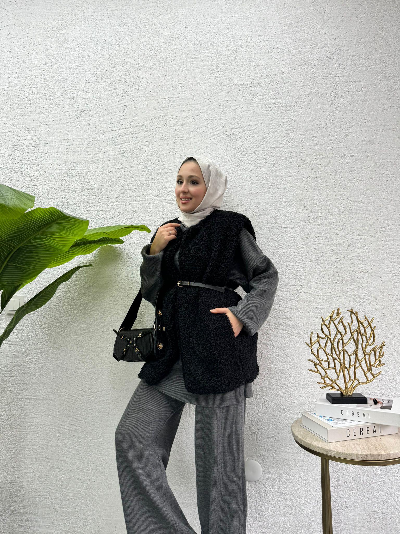 MEYSADESIGN YELEK Buklet Yelek Siyah