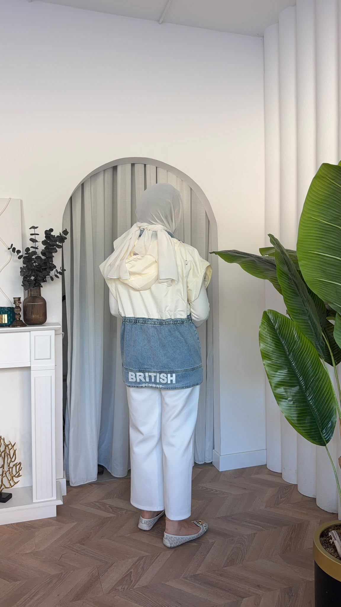 MEYSADESIGN YELEK Denim Parçalı Yelek Açık Mavi