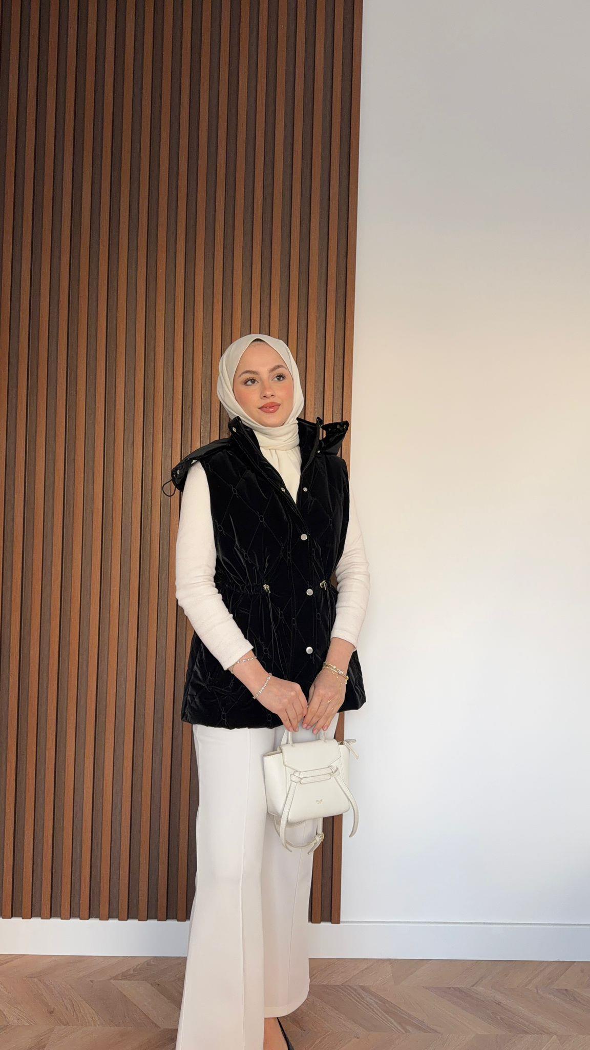 MEYSADESIGN YELEK Muadil Büzgülü Şişme Yelek Siyah