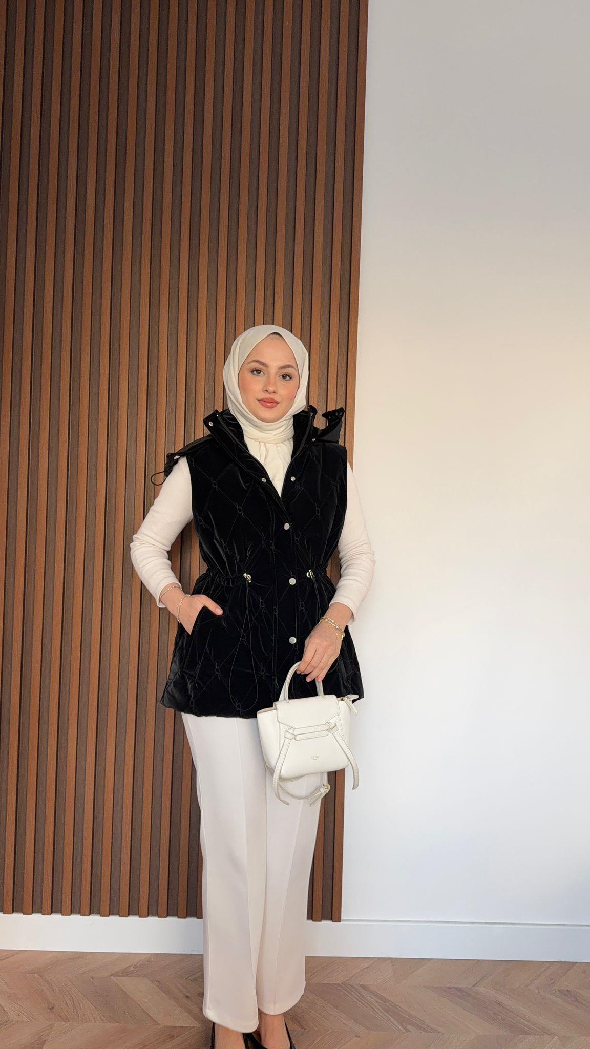 MEYSADESIGN YELEK Muadil Büzgülü Şişme Yelek Siyah