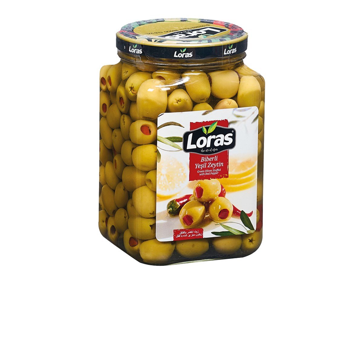 LORAS  BİBER DOLGULU YEŞİL ZEYTİN CAM 900 GR (181 - 200)YEŞİL ZEYTİNLORAS