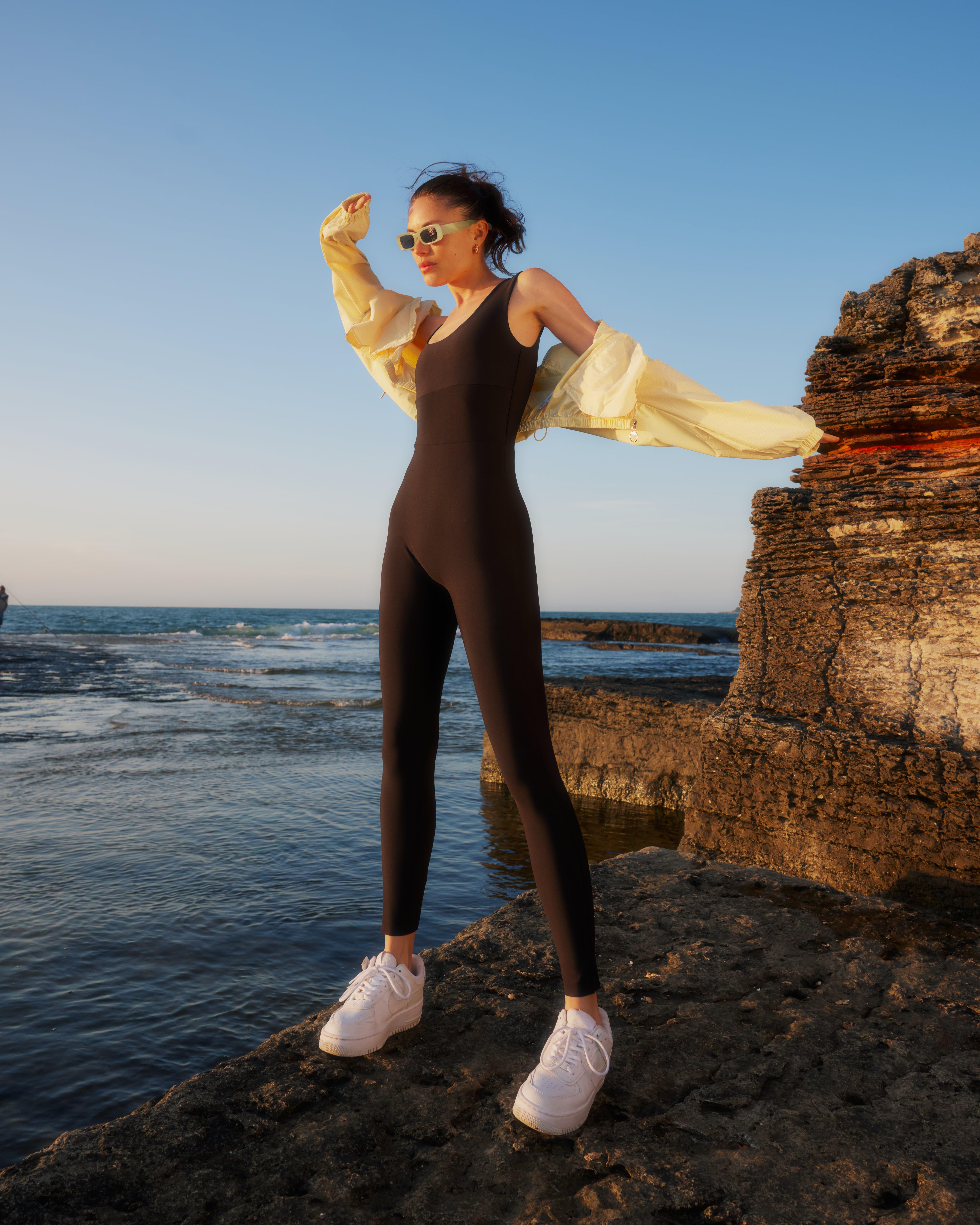 Kadın Siyah Spor Tulum