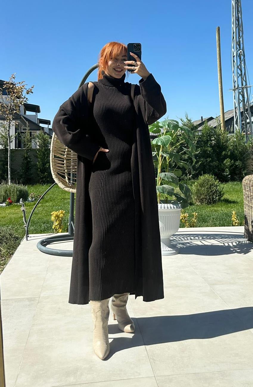 Siyah Elbise Hırka Takım