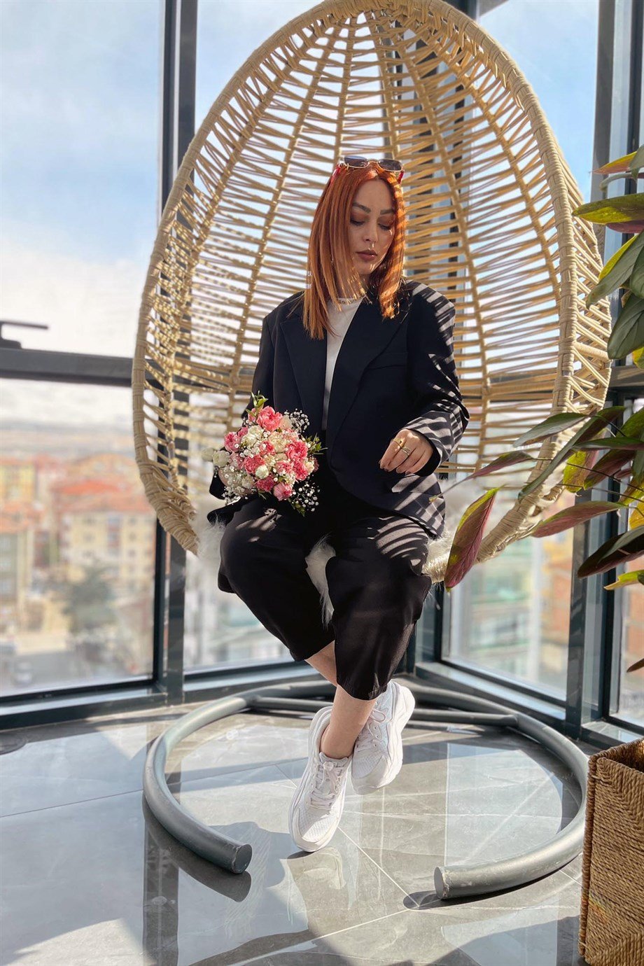 Tek Düğme Detaylı Ola Blazer Ceket Siyah