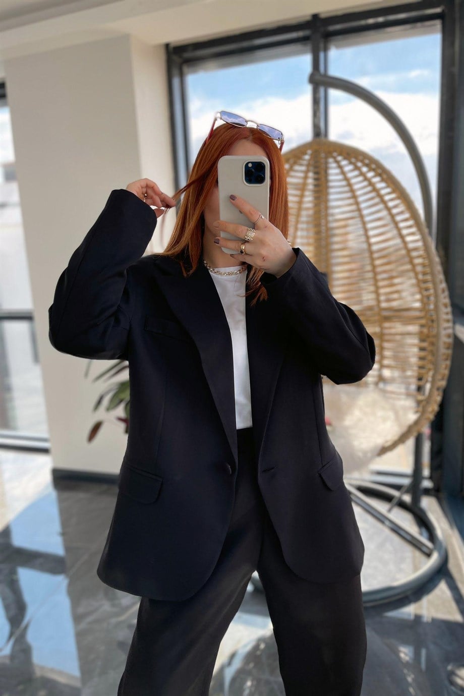 Tek Düğme Detaylı Ola Blazer Ceket Siyah